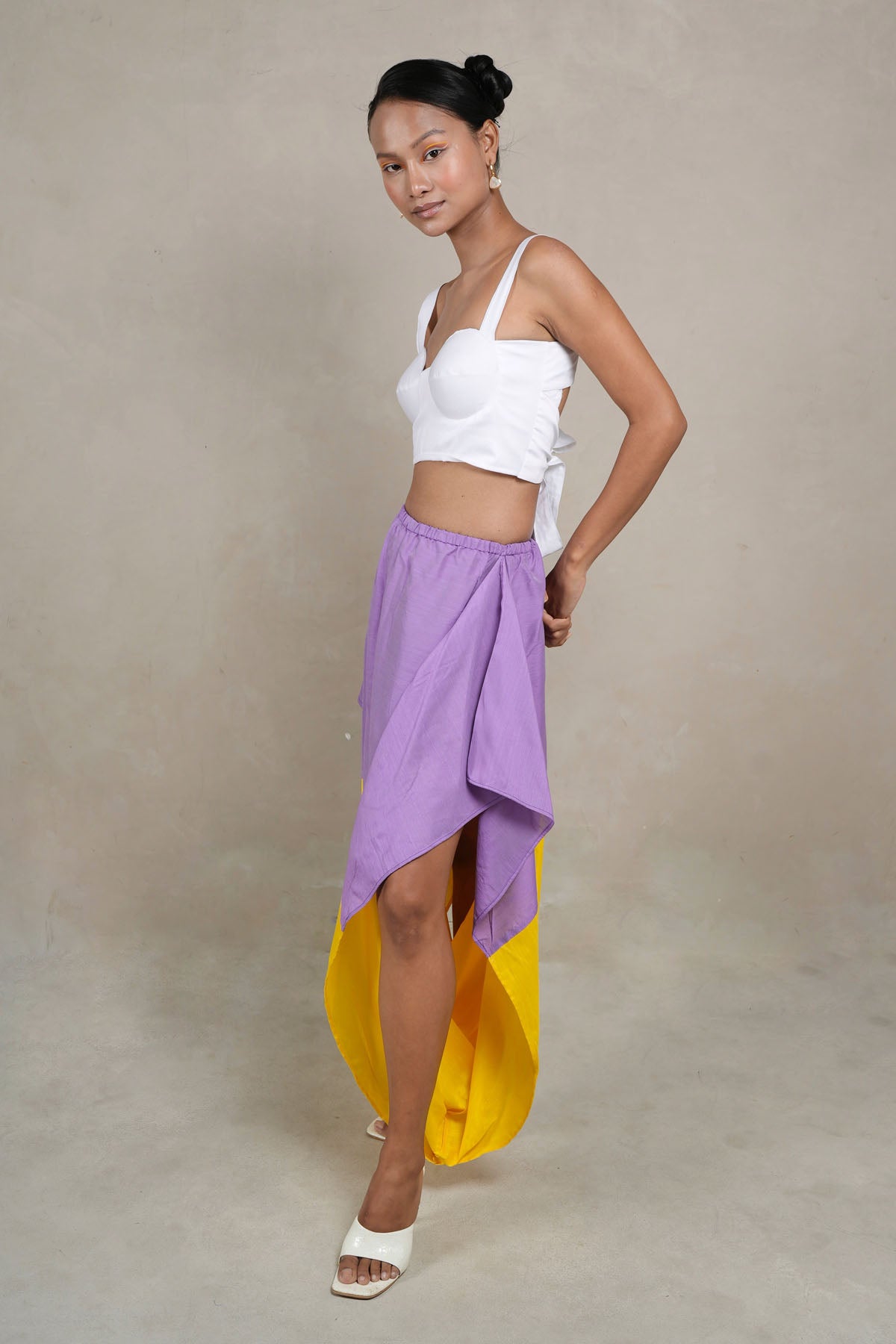 Dual Tone Slub Silk Skirt