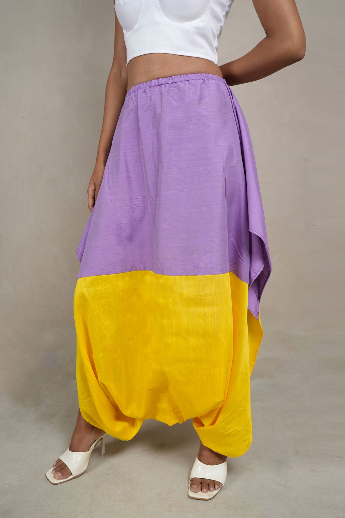 Dual Tone Slub Silk Skirt