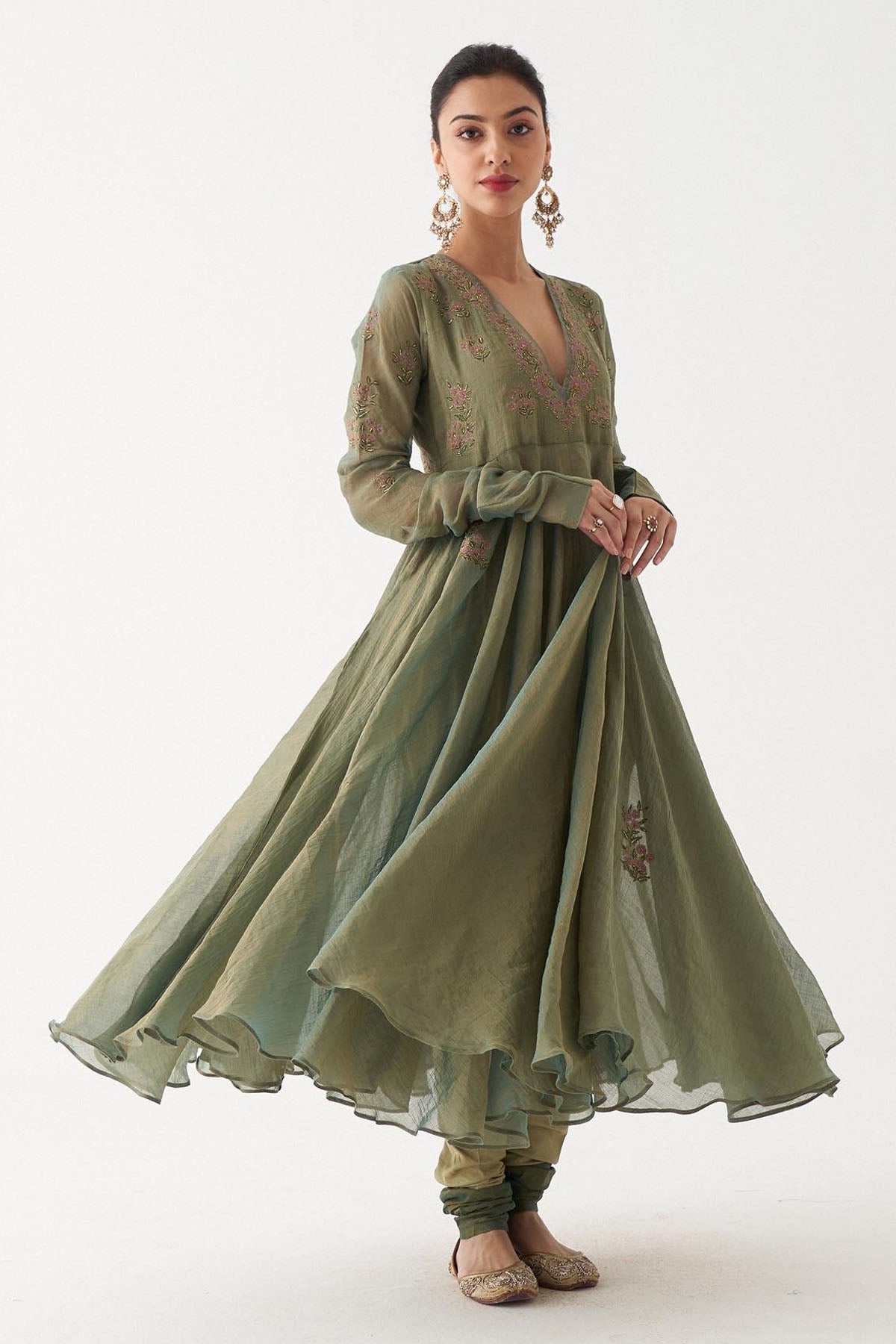 Dual Tone Zardozi Anarkali Set