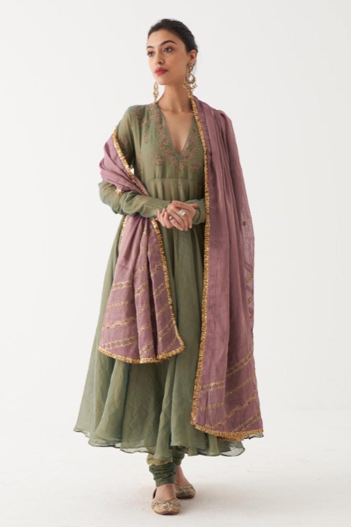 Dual Tone Zardozi Anarkali Set