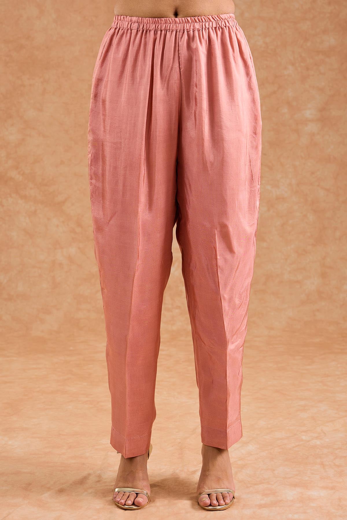 Dull Peach Opara Silk Kurta Set