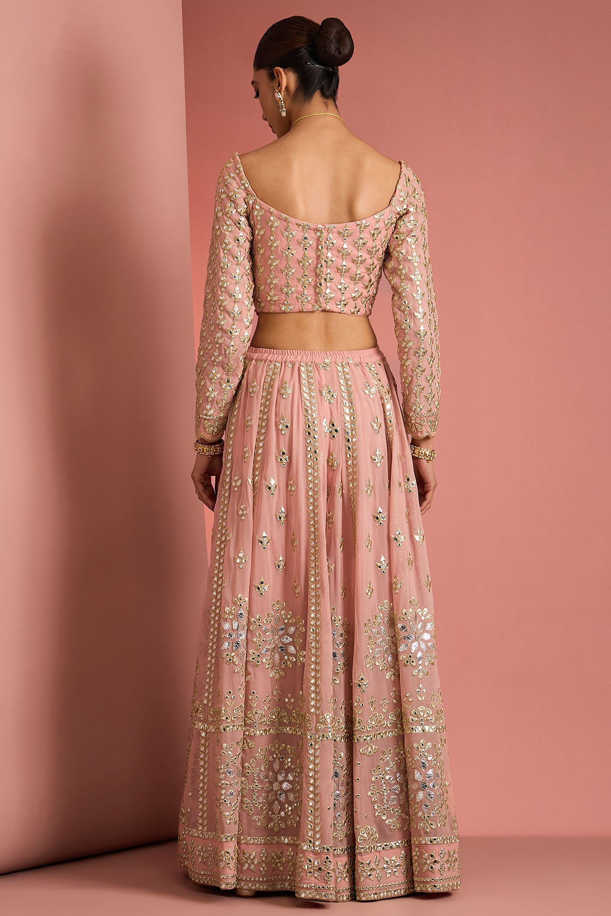 Dull Pink Gota Work Lehenga Set