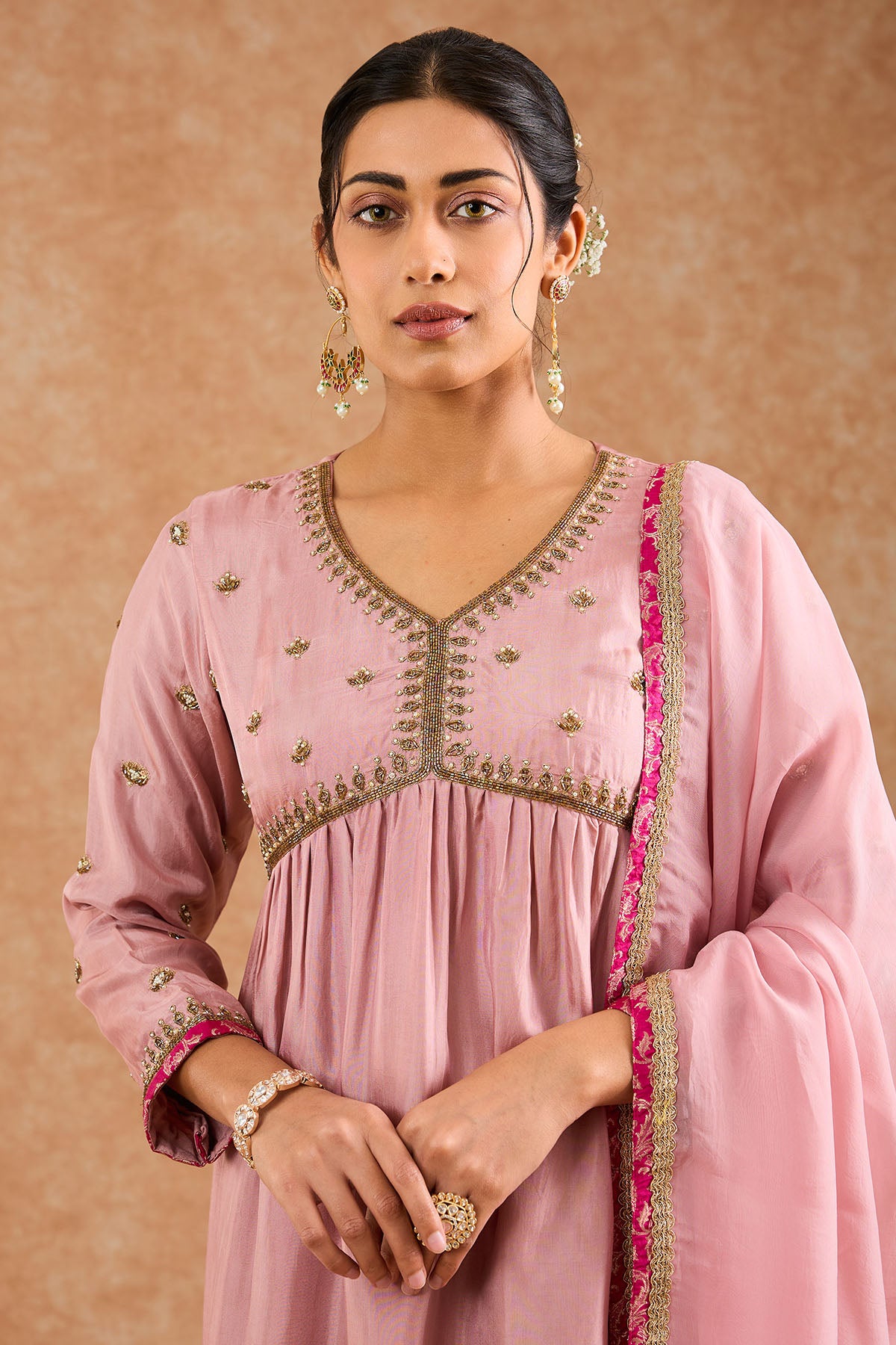 Dull Pink Opara Anarkali Set