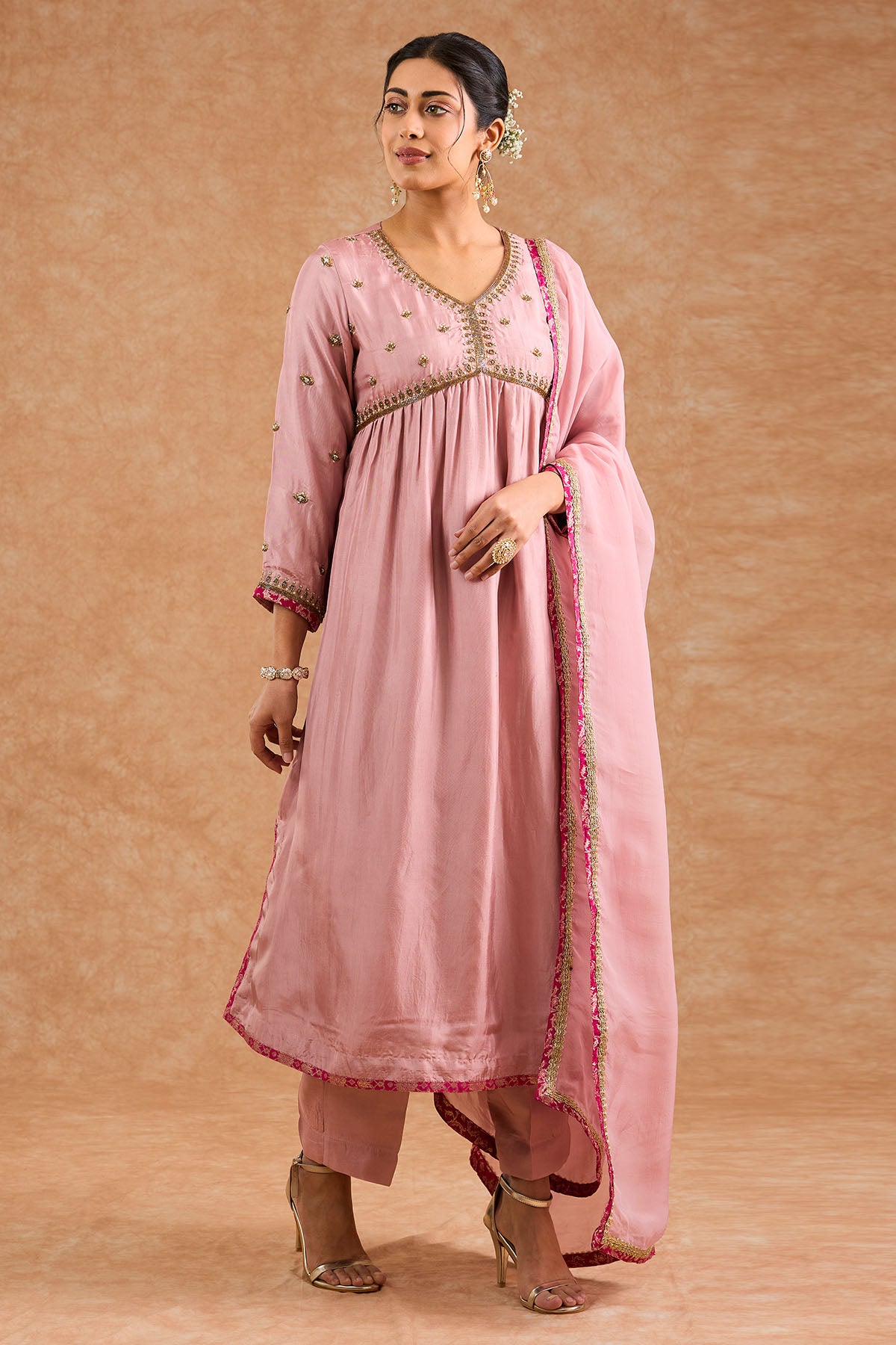 Dull Pink Opara Anarkali Set