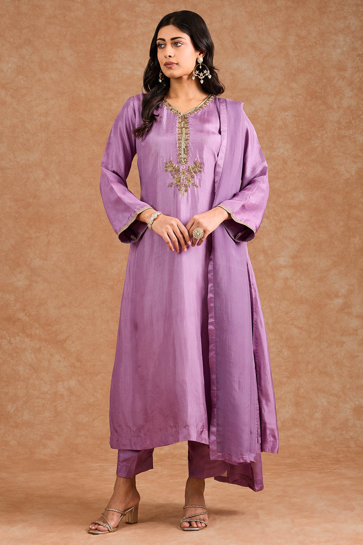 Dullpurple Opara Silk Kurta Set