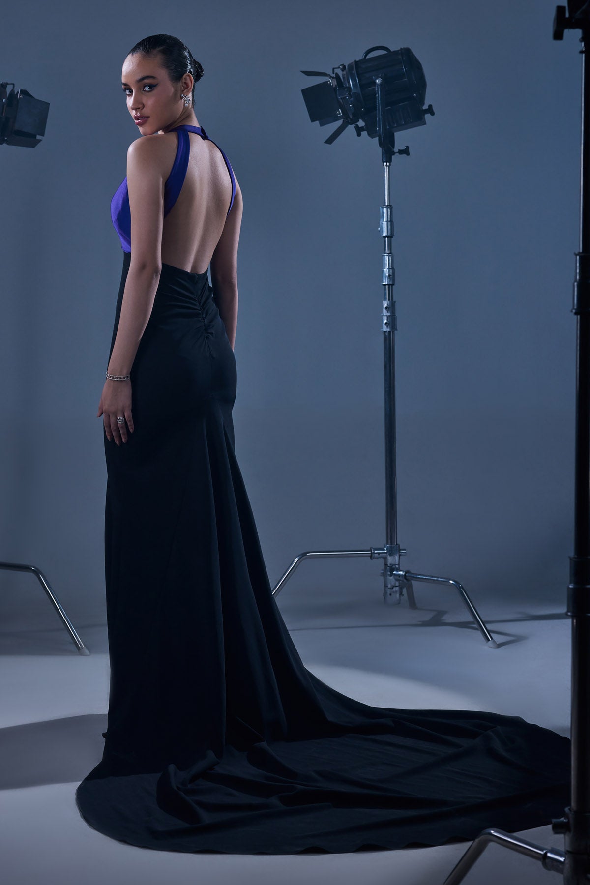 Duol Tone Satin Trumpet Gown