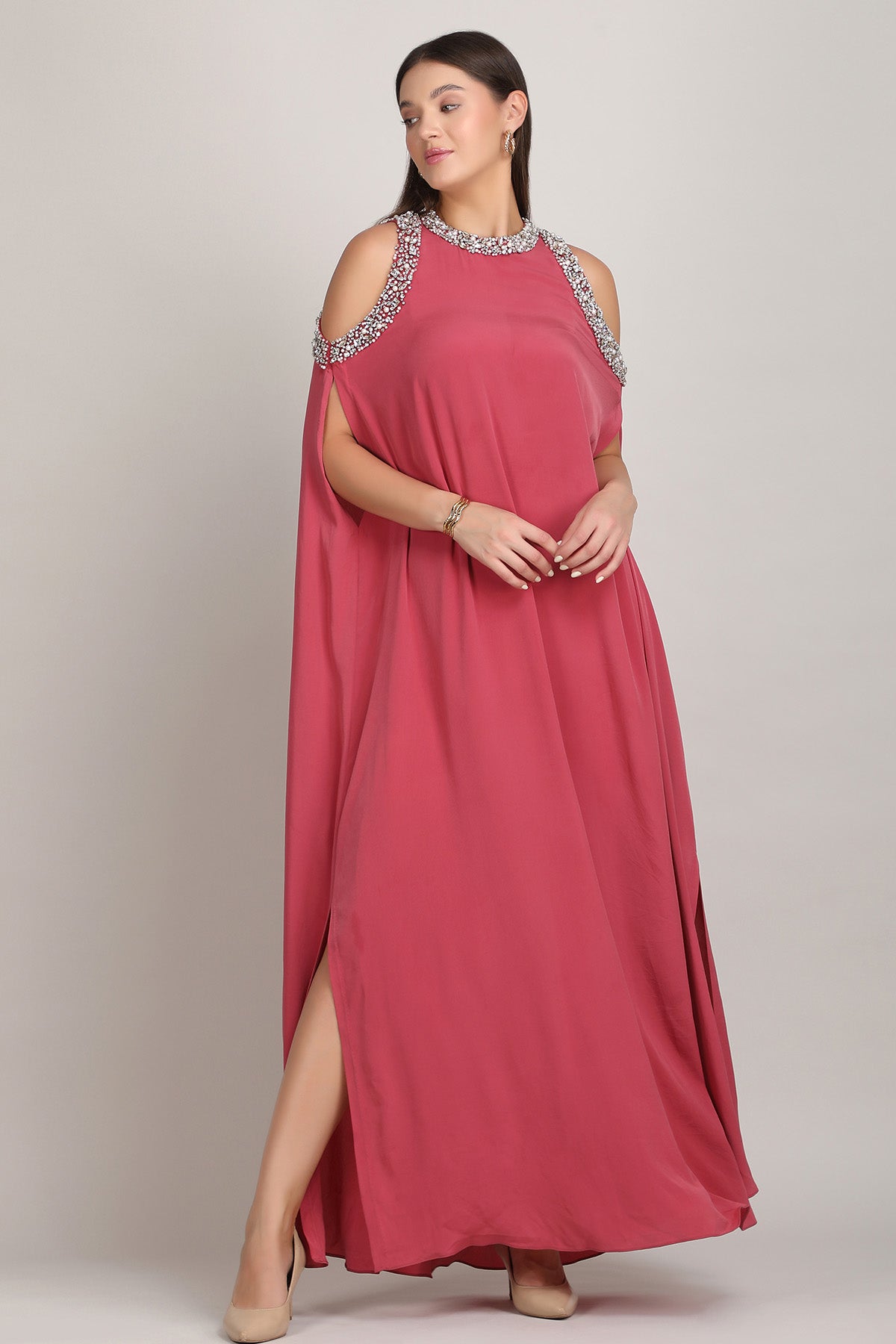 Dusky Rose Embroidered Kaftan