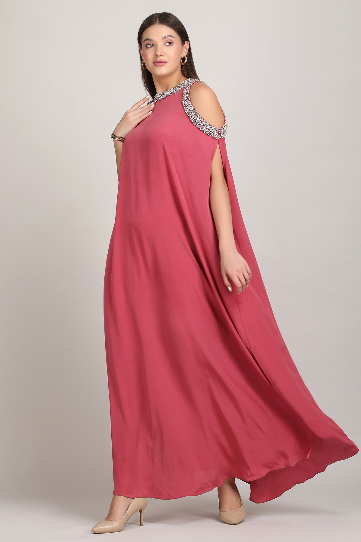 Dusky Rose Embroidered Kaftan