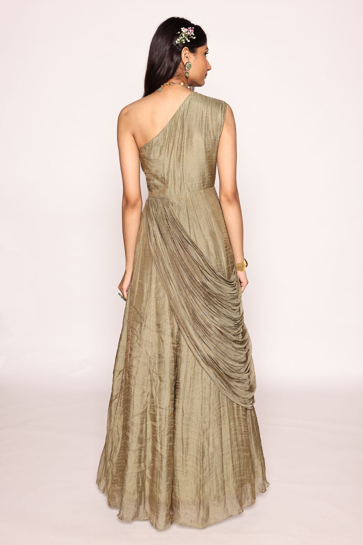 Dusty Green One Shoulder Dress
