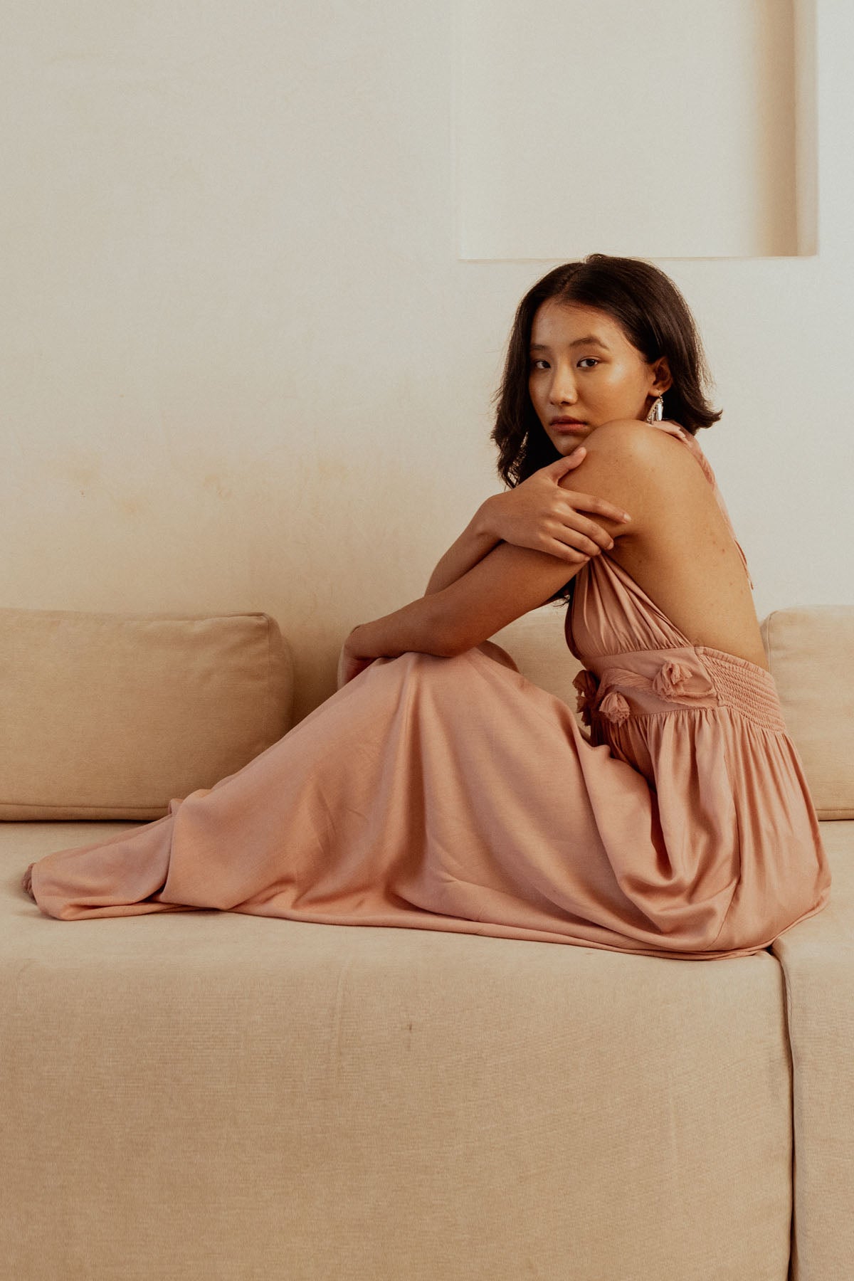 Dusty Pink Backless Long Dress