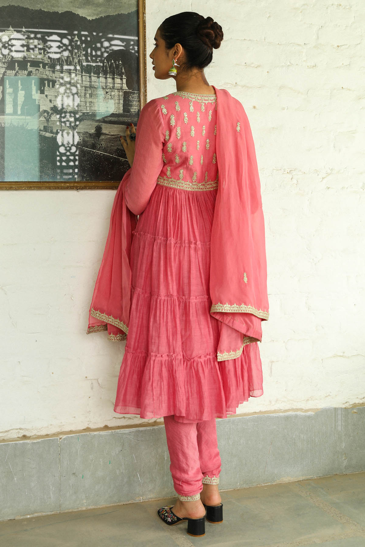 Dusty Pink Zari Work Kurta Set