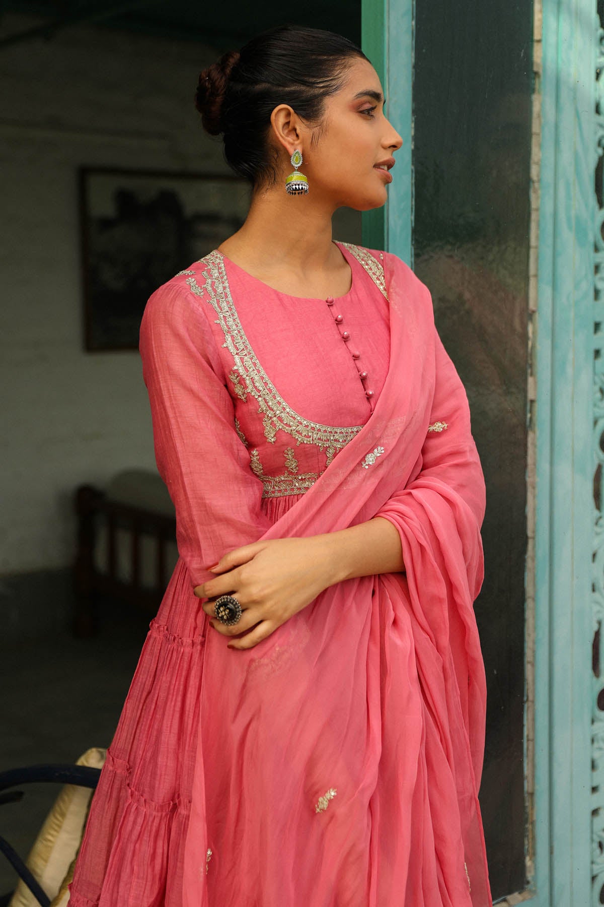 Dusty Pink Zari Work Kurta Set