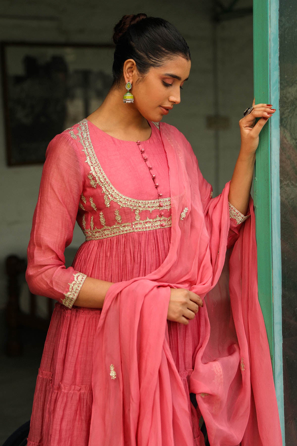 Dusty Pink Zari Work Kurta Set