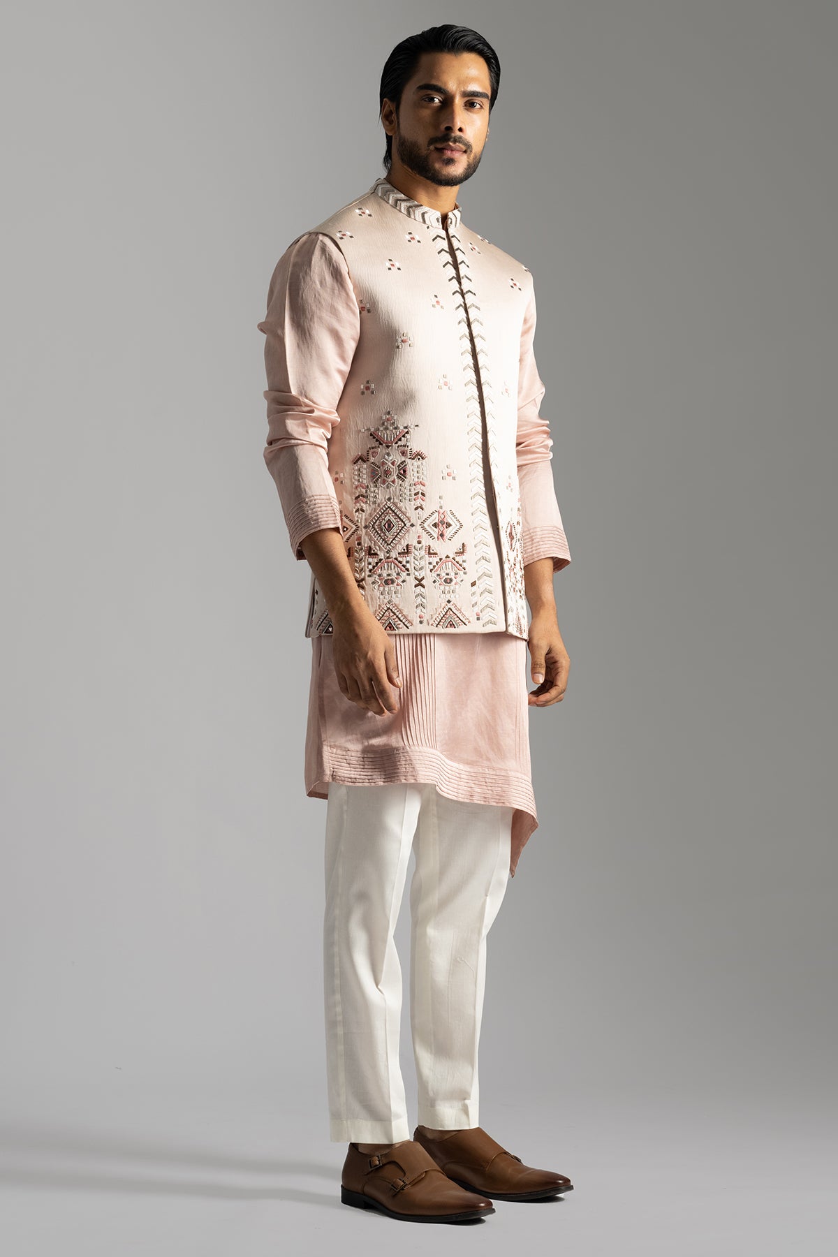 Dusty Pink Geometric Kurta Set
