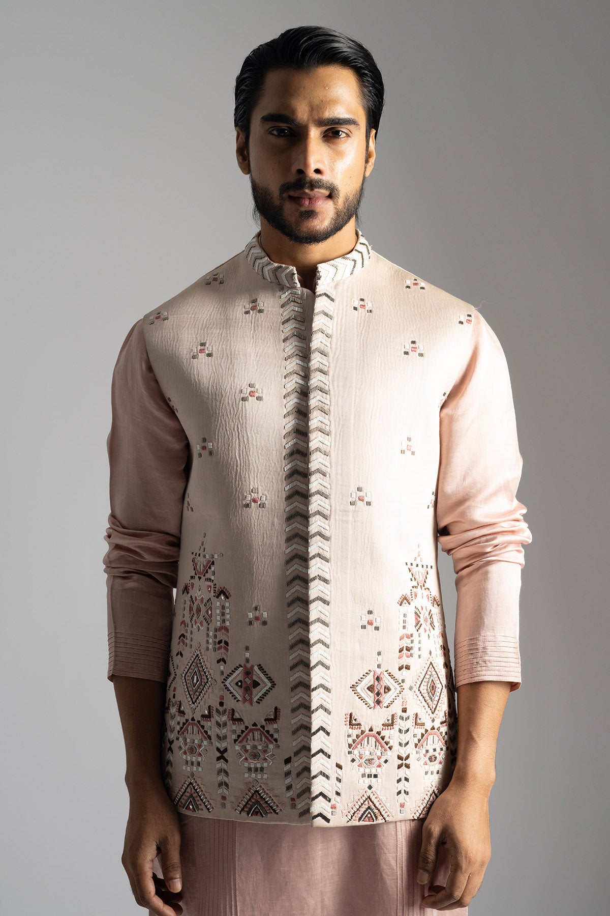 Dusty Pink Geometric Kurta Set