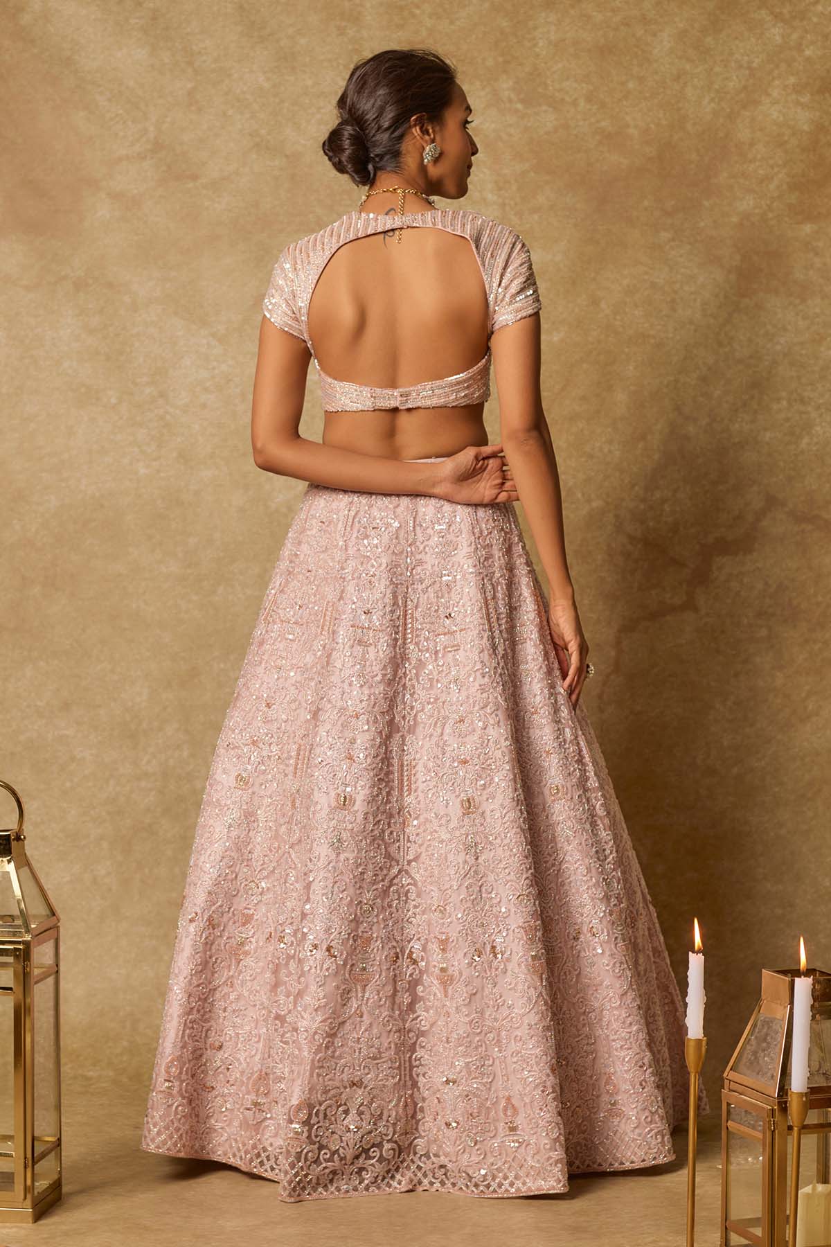 Dusty Pink Sequins Lehenga Set