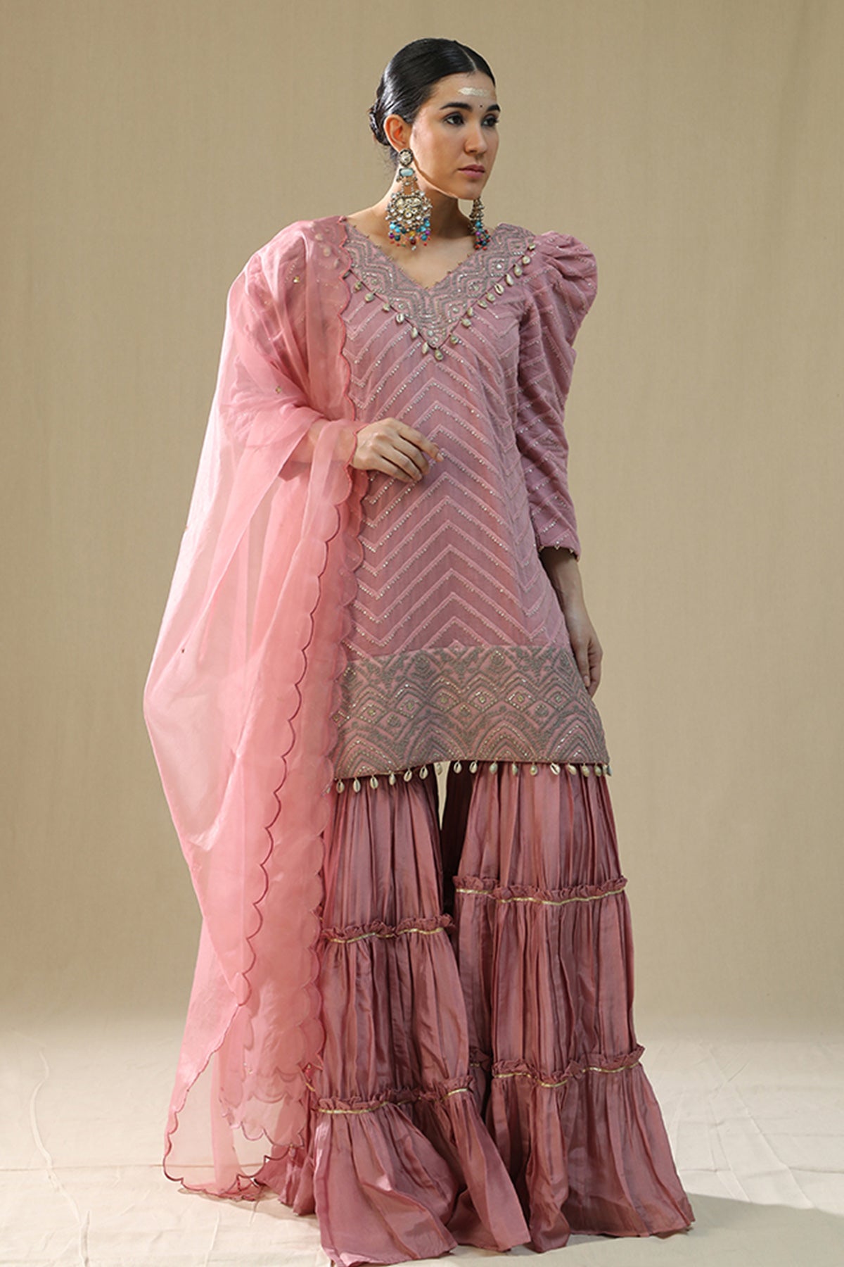 Dusty Pink Thread Garara Set