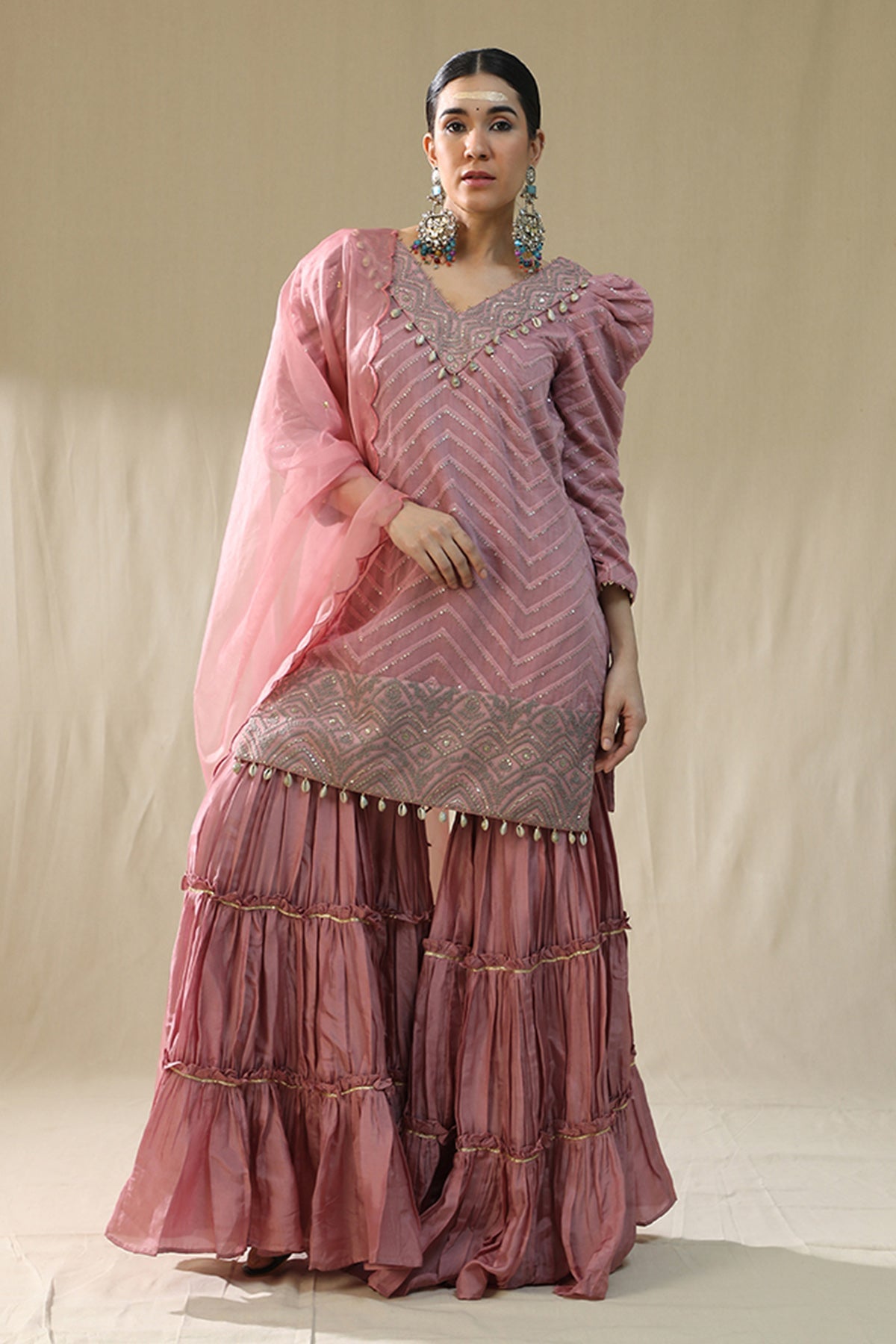 Buy Dusty Pink Thread Garara Set by Arpita Sulakshana for women online at ScrollnShops