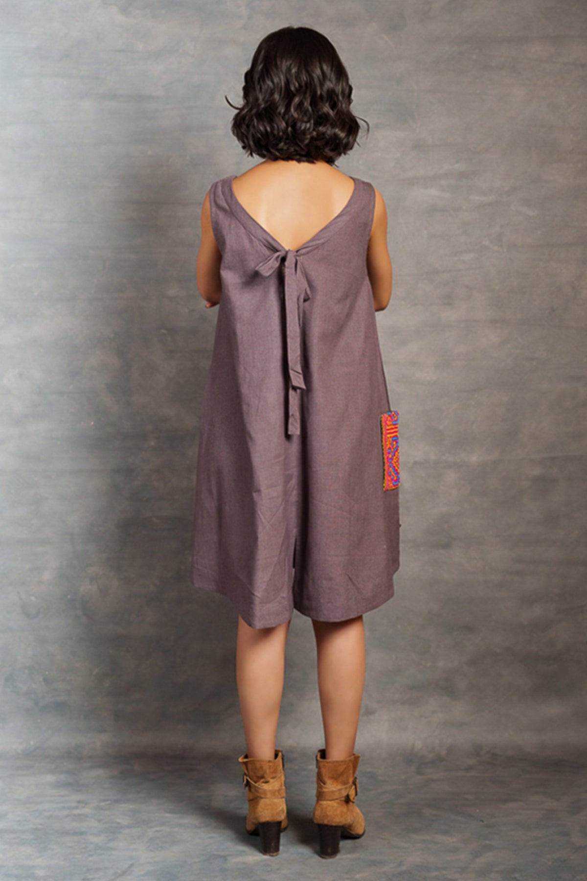 Dusty Purple Applique Work Dress