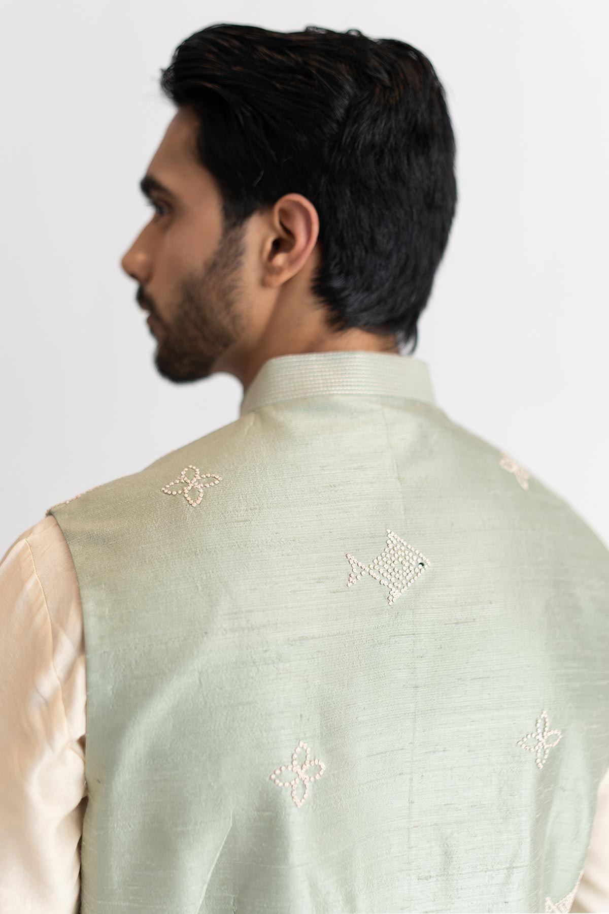 Dusty Sage Raw Silk Bundi Set