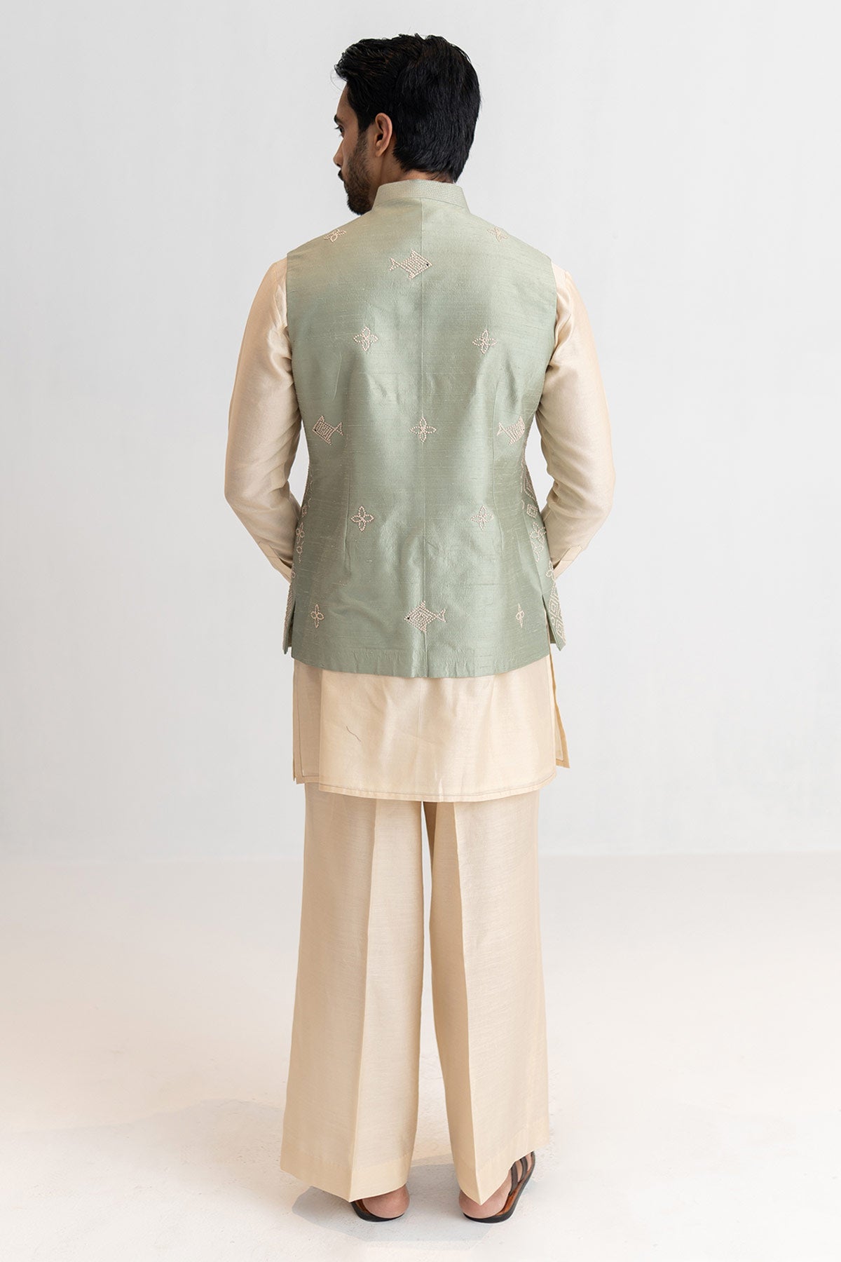 Dusty Sage Raw Silk Bundi Set
