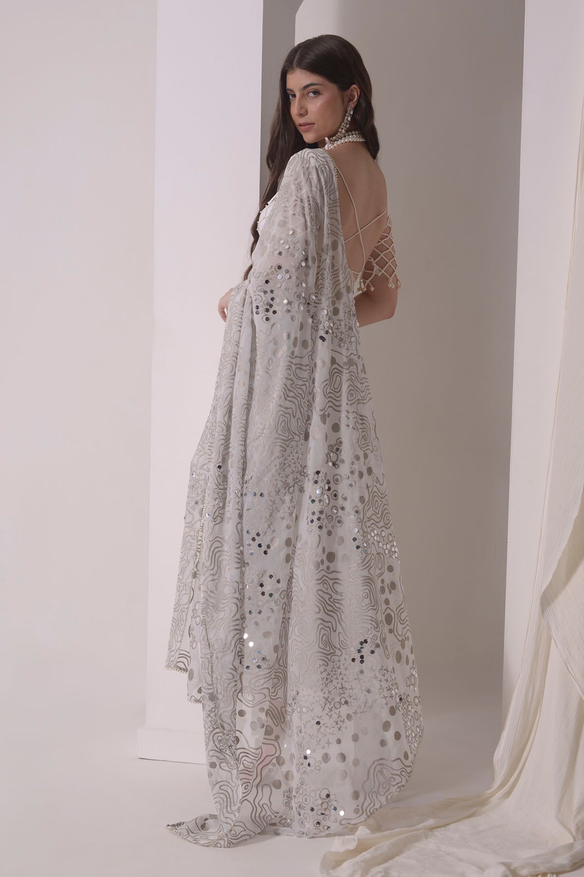 Ecru Embellished Pearl Kurta Set