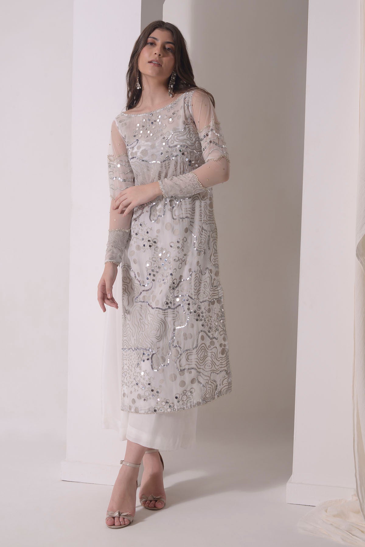 Ecru Foil Twinkling Kurta Set