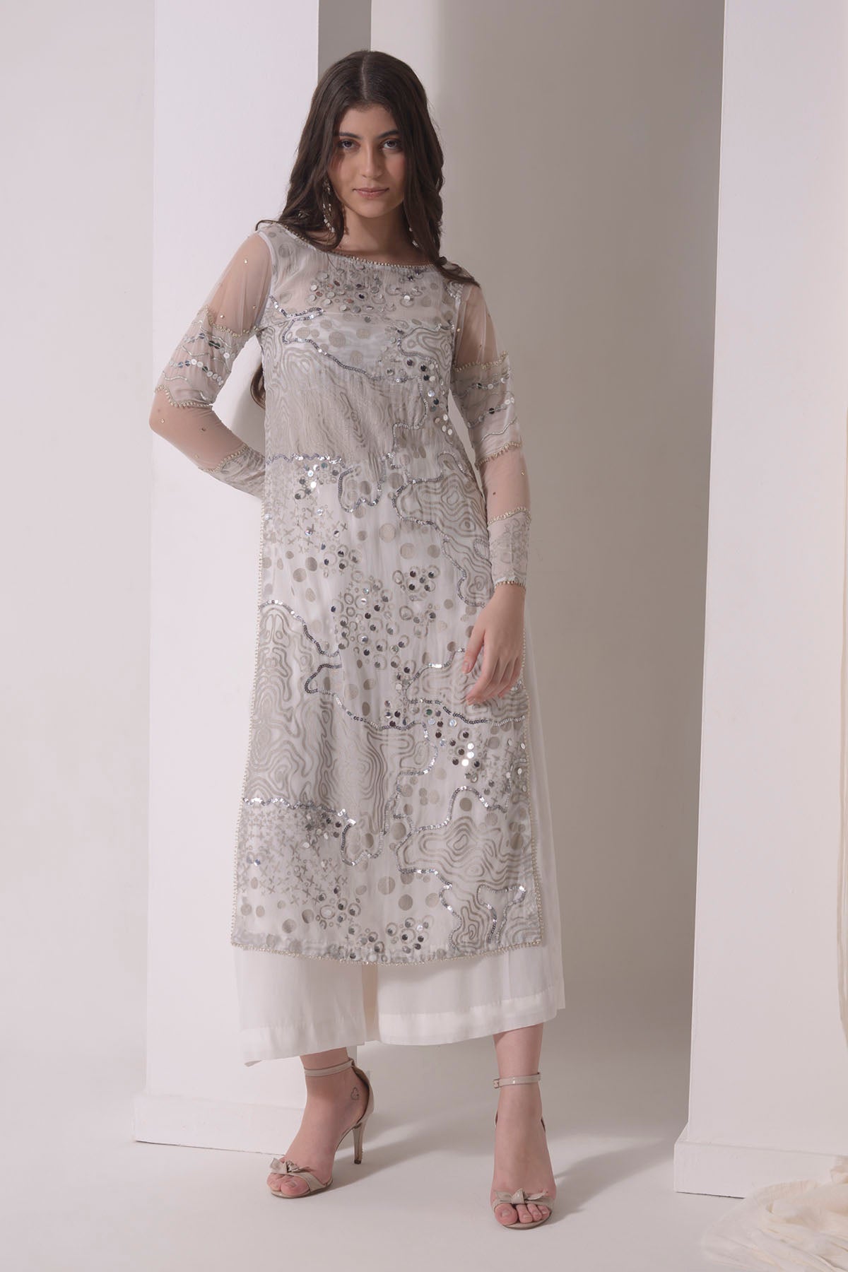 Ecru Foil Twinkling Kurta Set