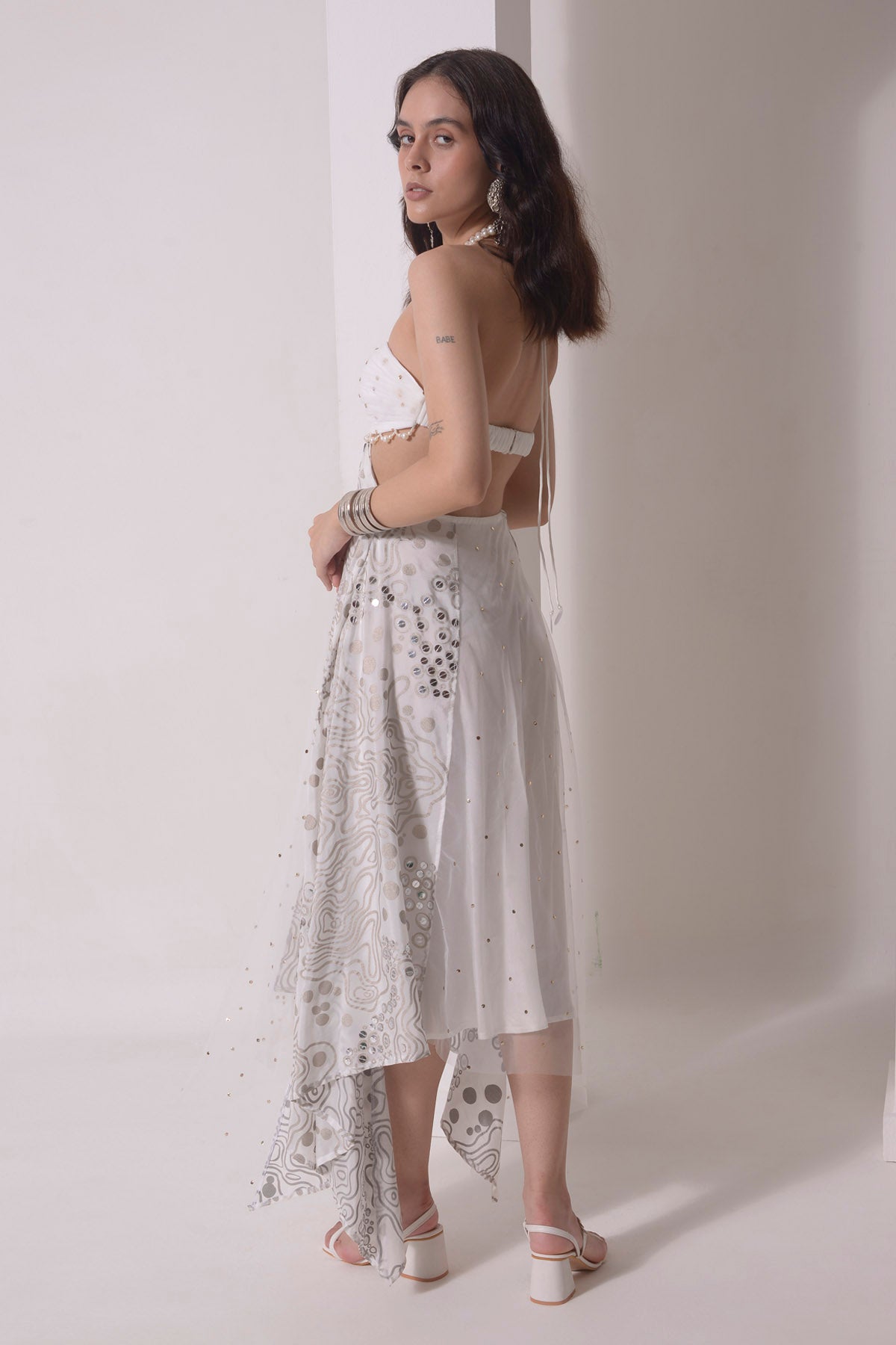 Ecru Handkerchief Flare Dress