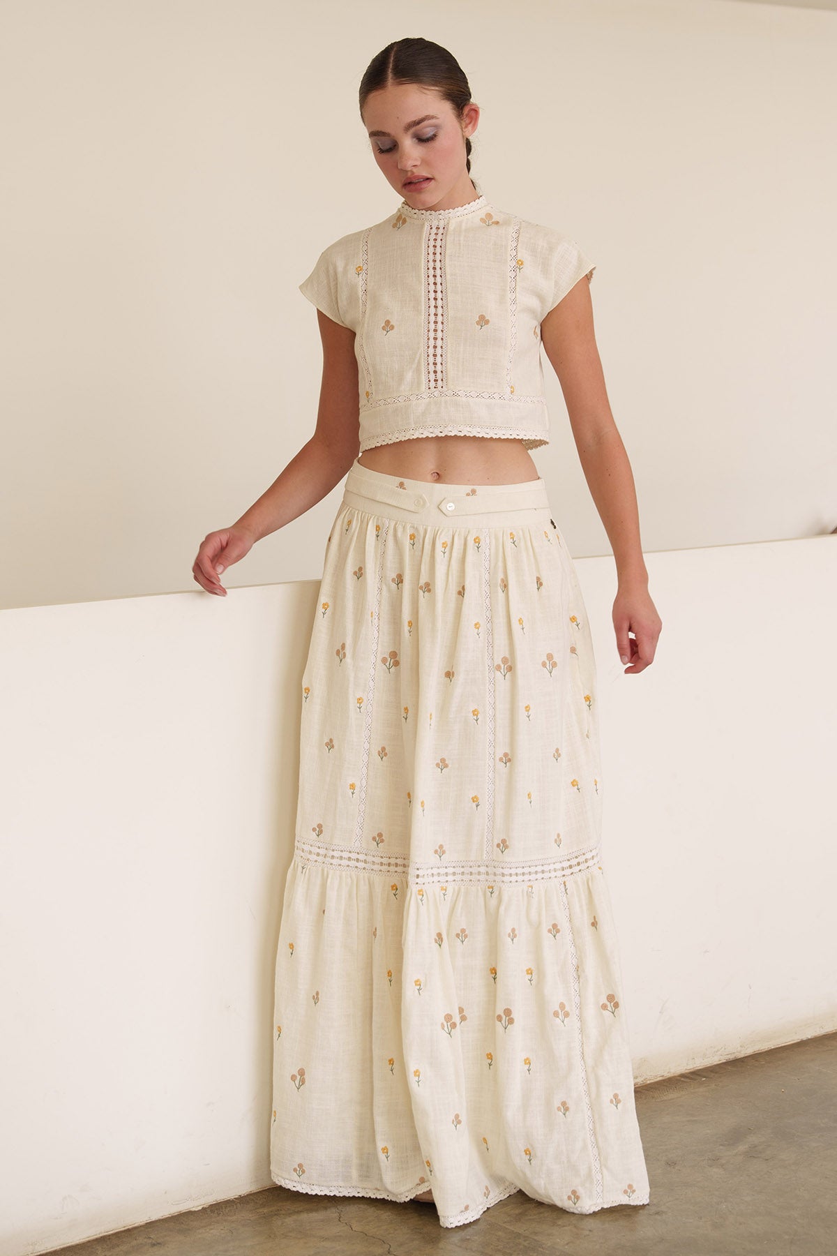 Ecru Embroidered Co-ord Set