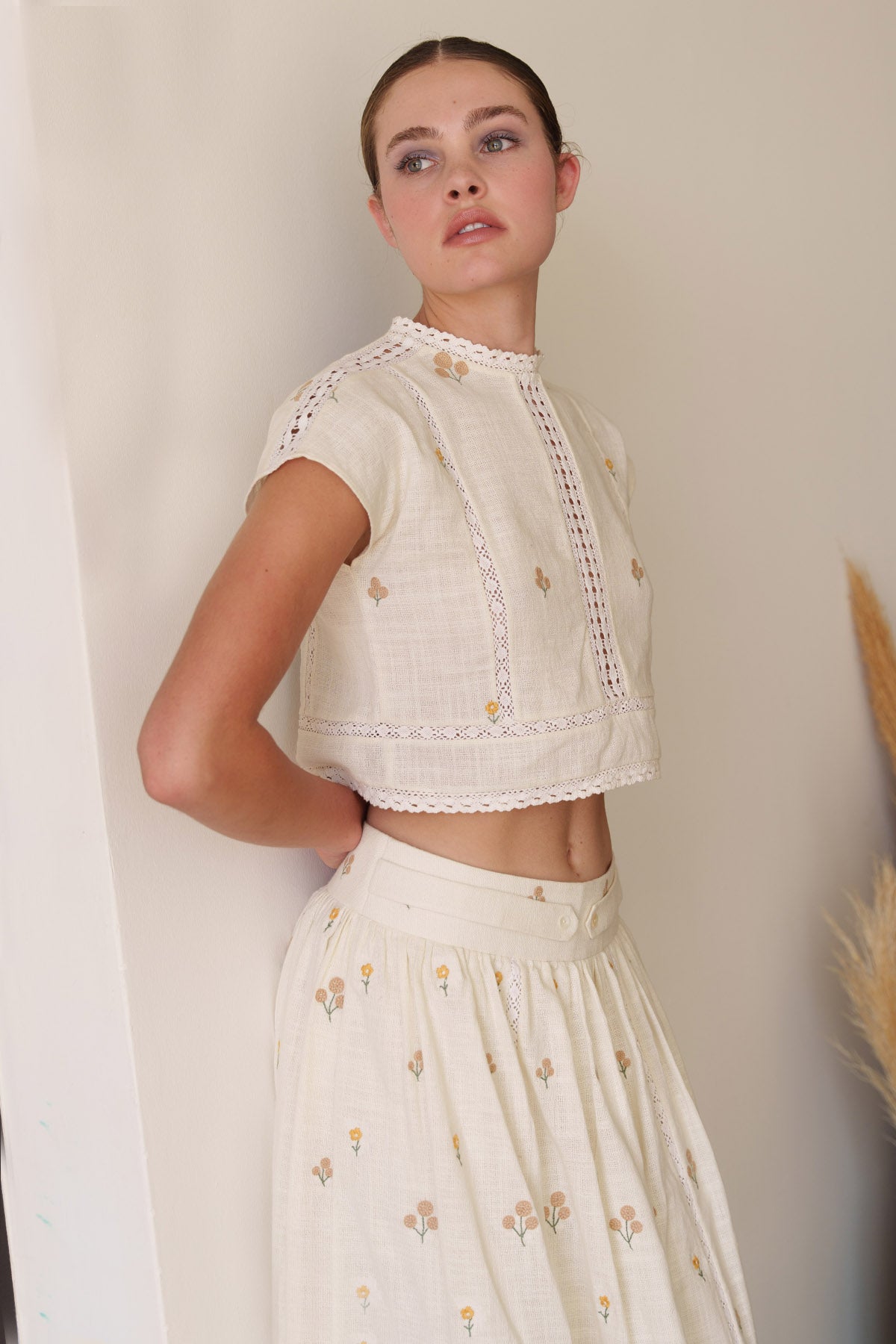 Ecru Embroidered Co-ord Set