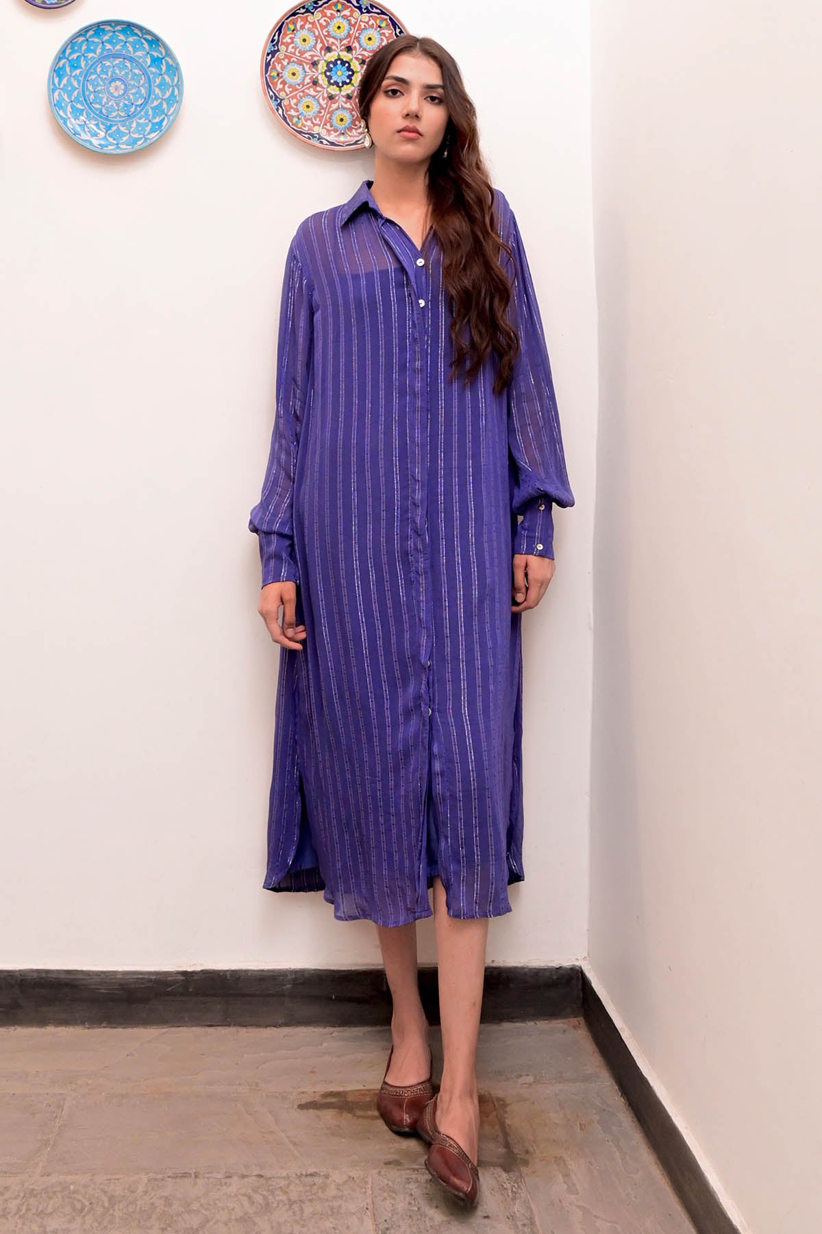 Electric Blue Shirt Dress & Slip