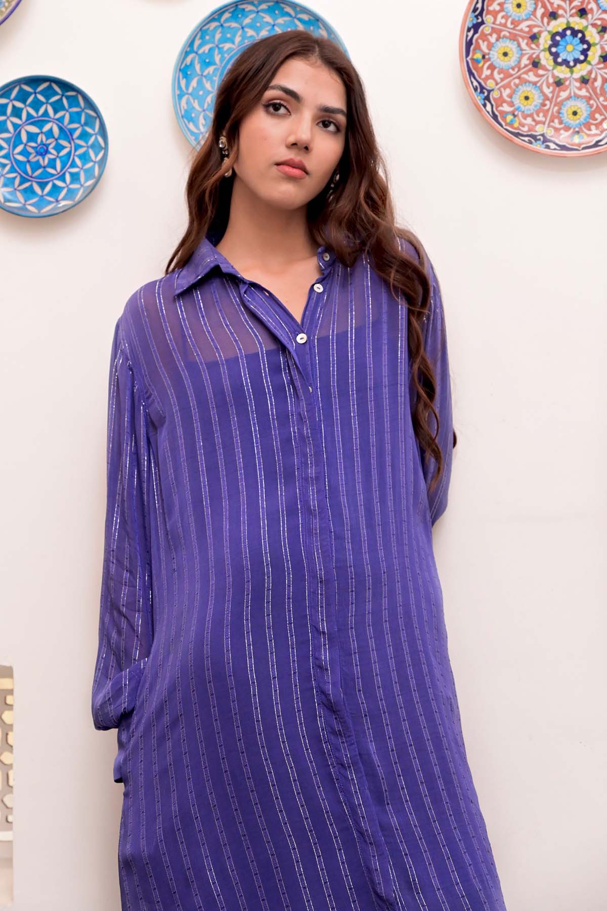 Electric Blue Shirt Dress & Slip