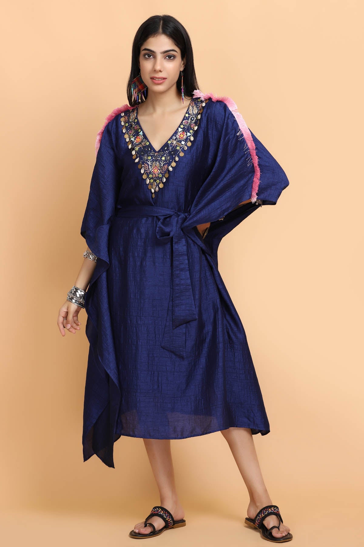 Buy Arpita SulakshanaElectric Blue Silk Kaftan