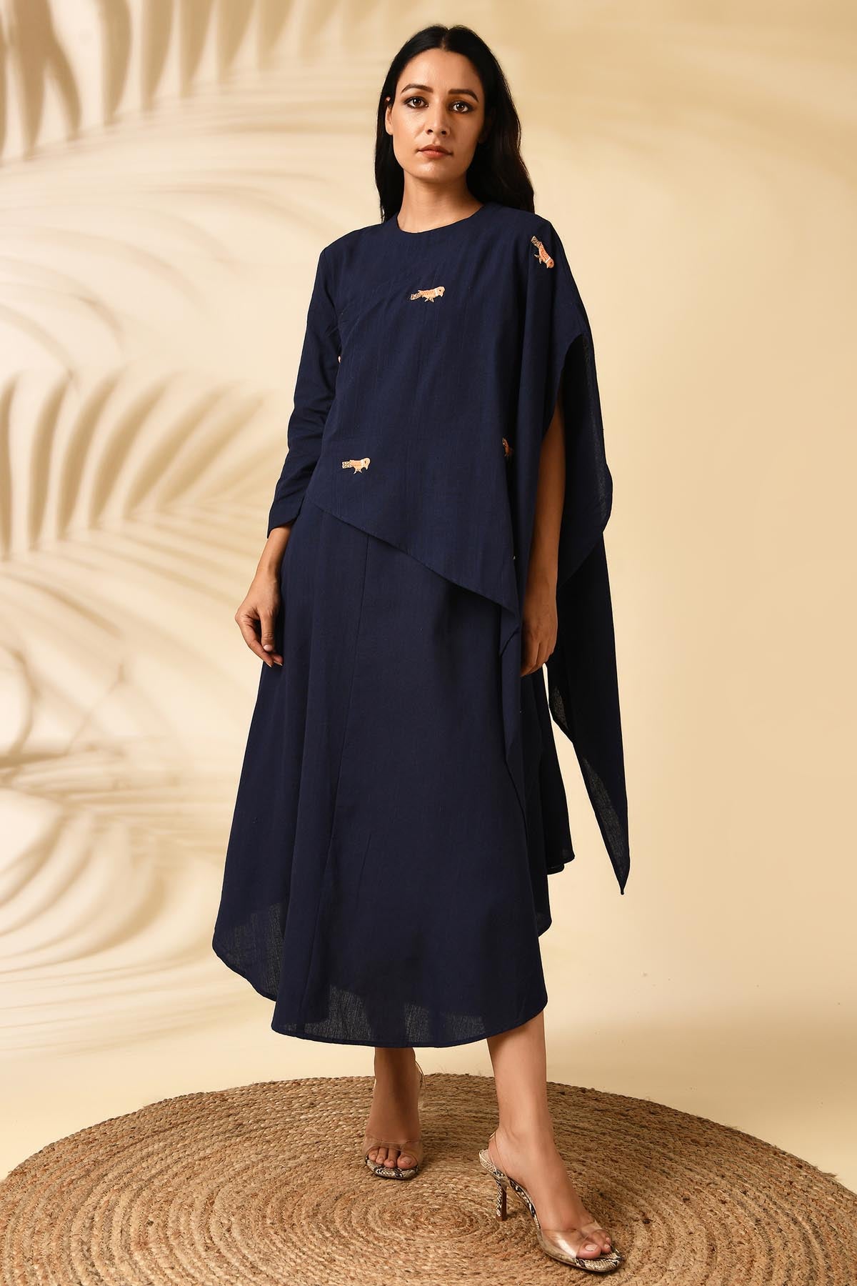 Embellished Cape Dress