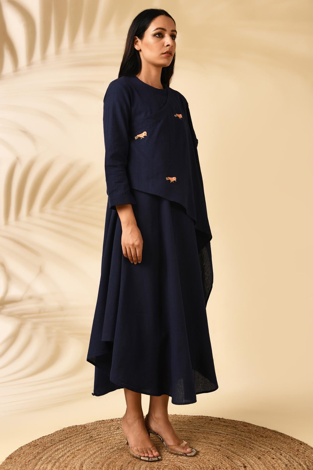 Embellished Cape Dress