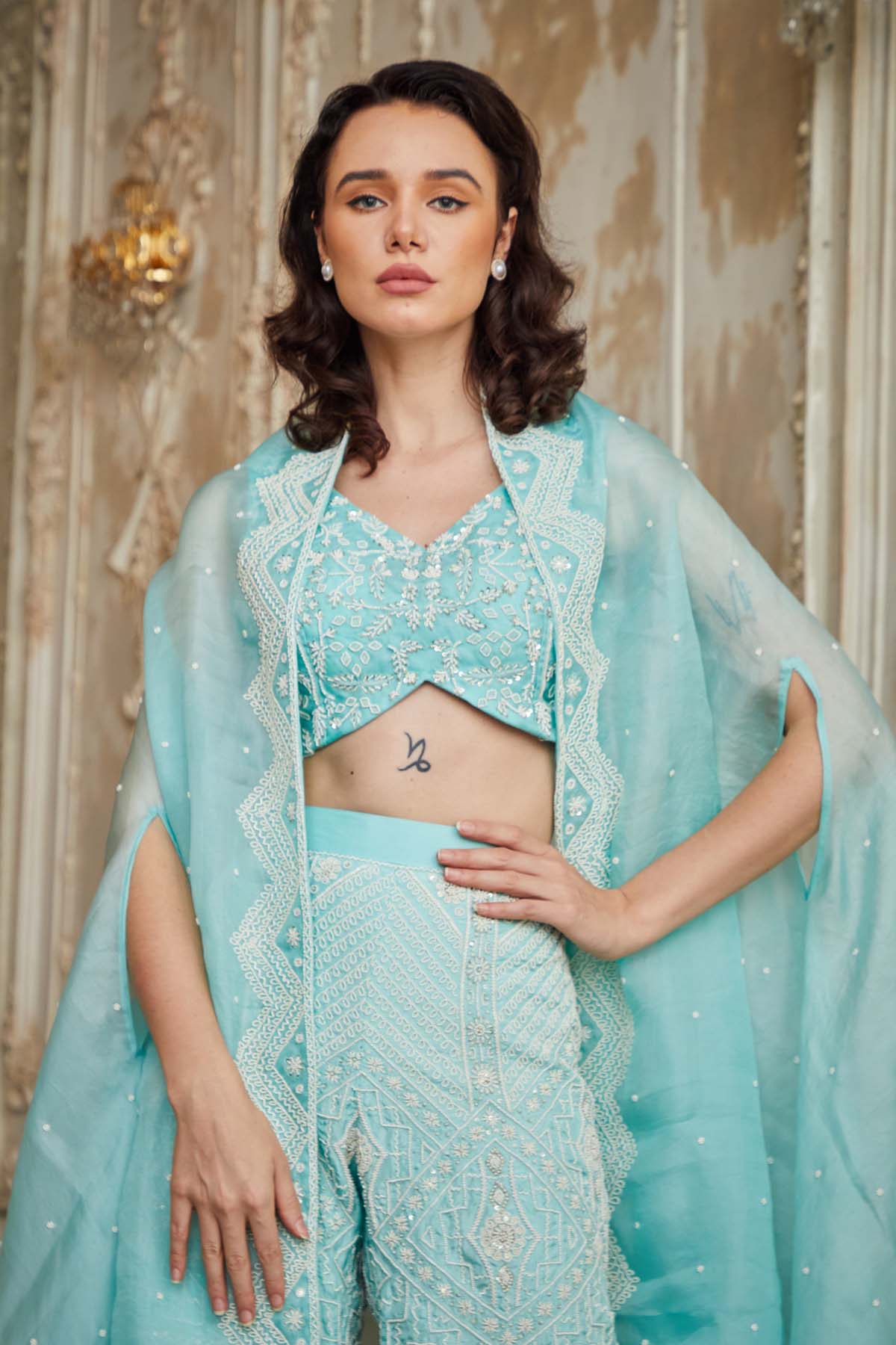 Embellished Palazzo & Jacket Set