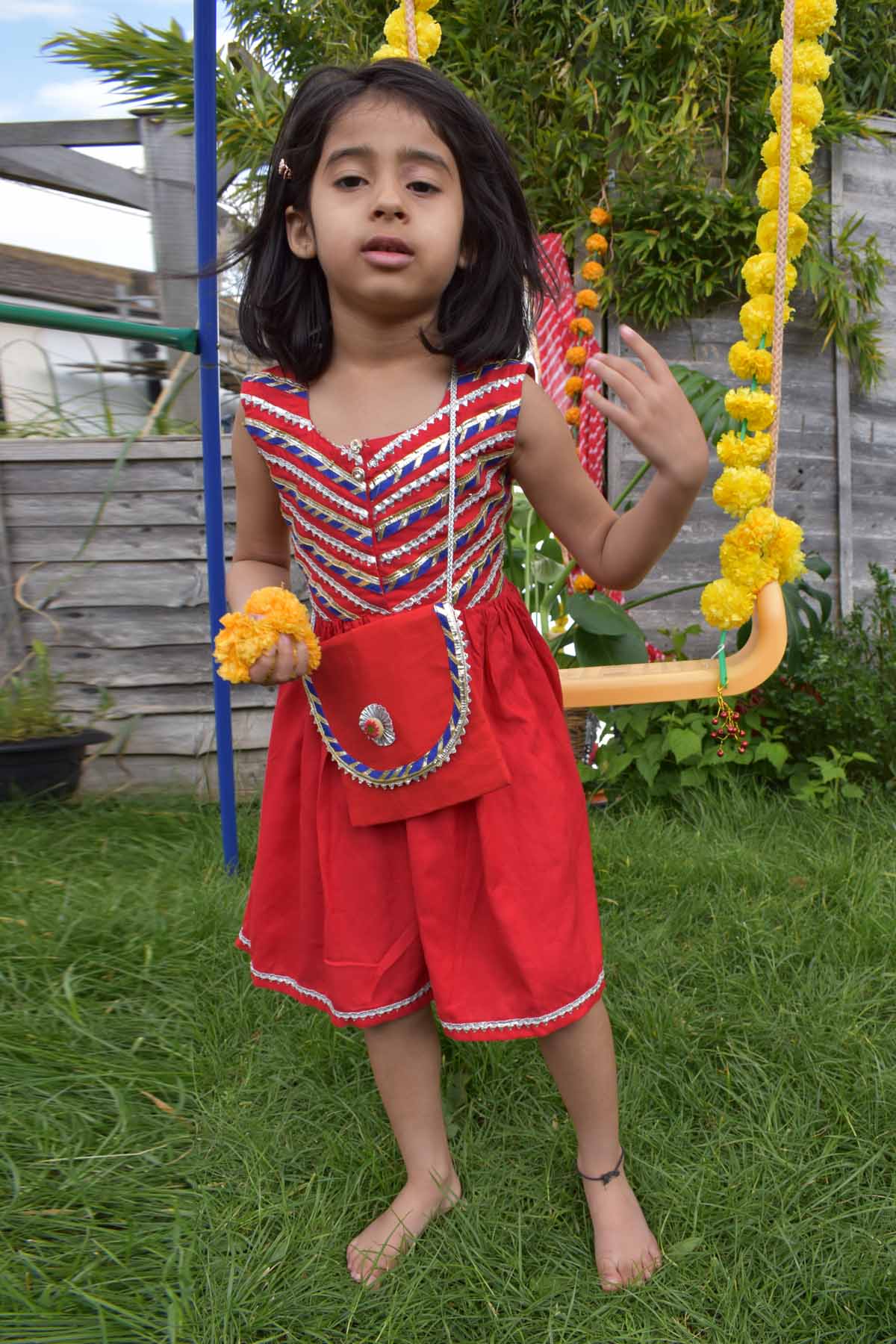 Designer ViYa Embellished Cotton Frock For Kids Available online at ScrollnShops