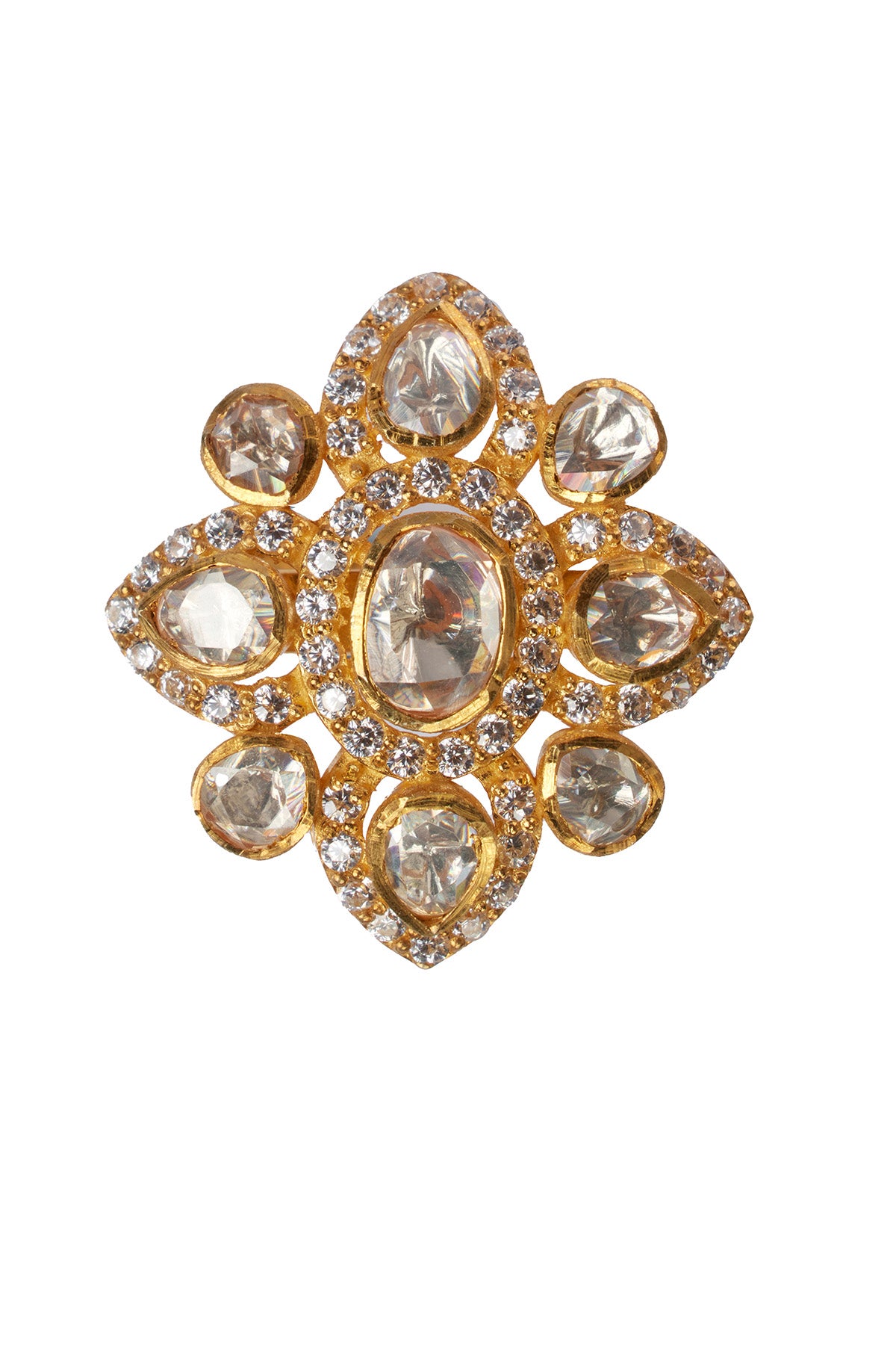 Embellished Gold Polki Ring