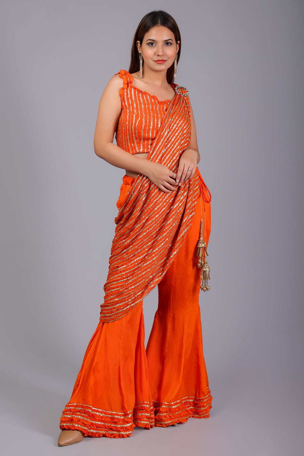 Embellished Orange Cape Set