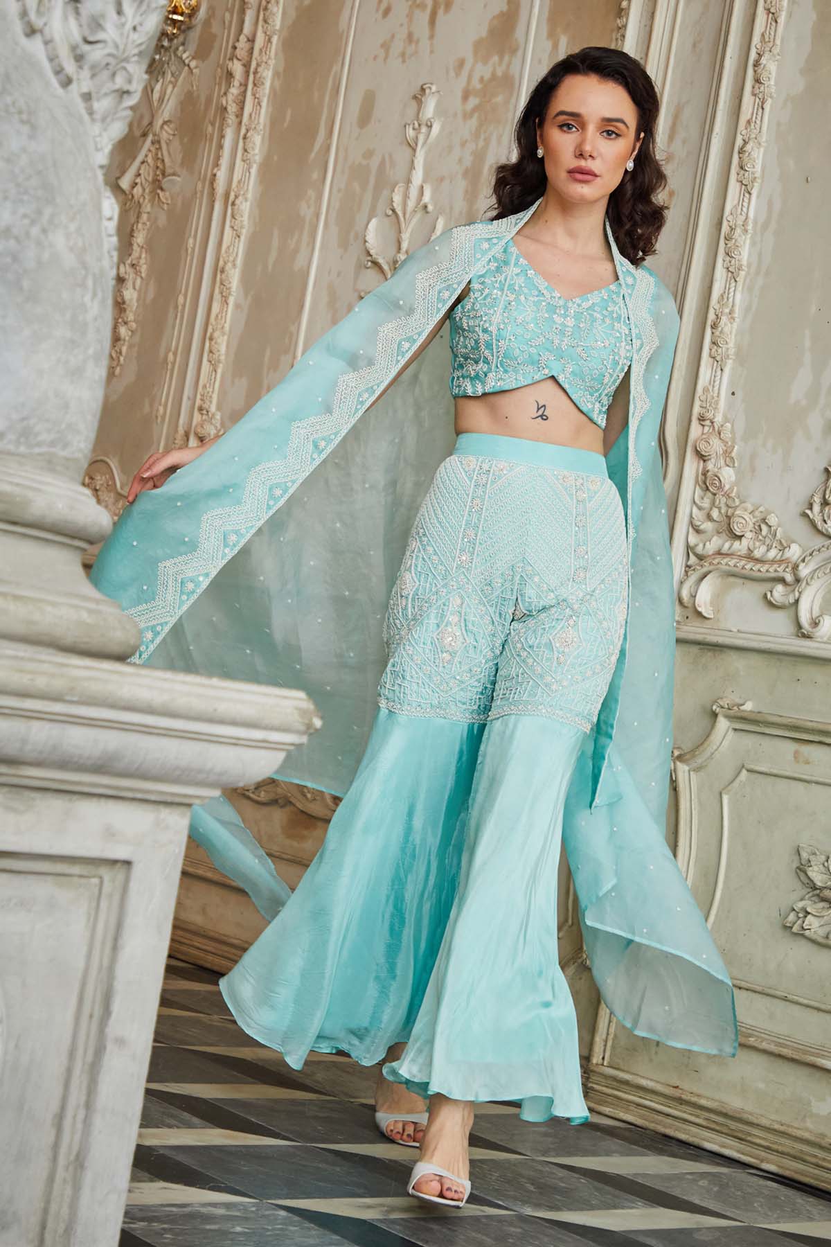 Embellished Palazzo & Jacket Set