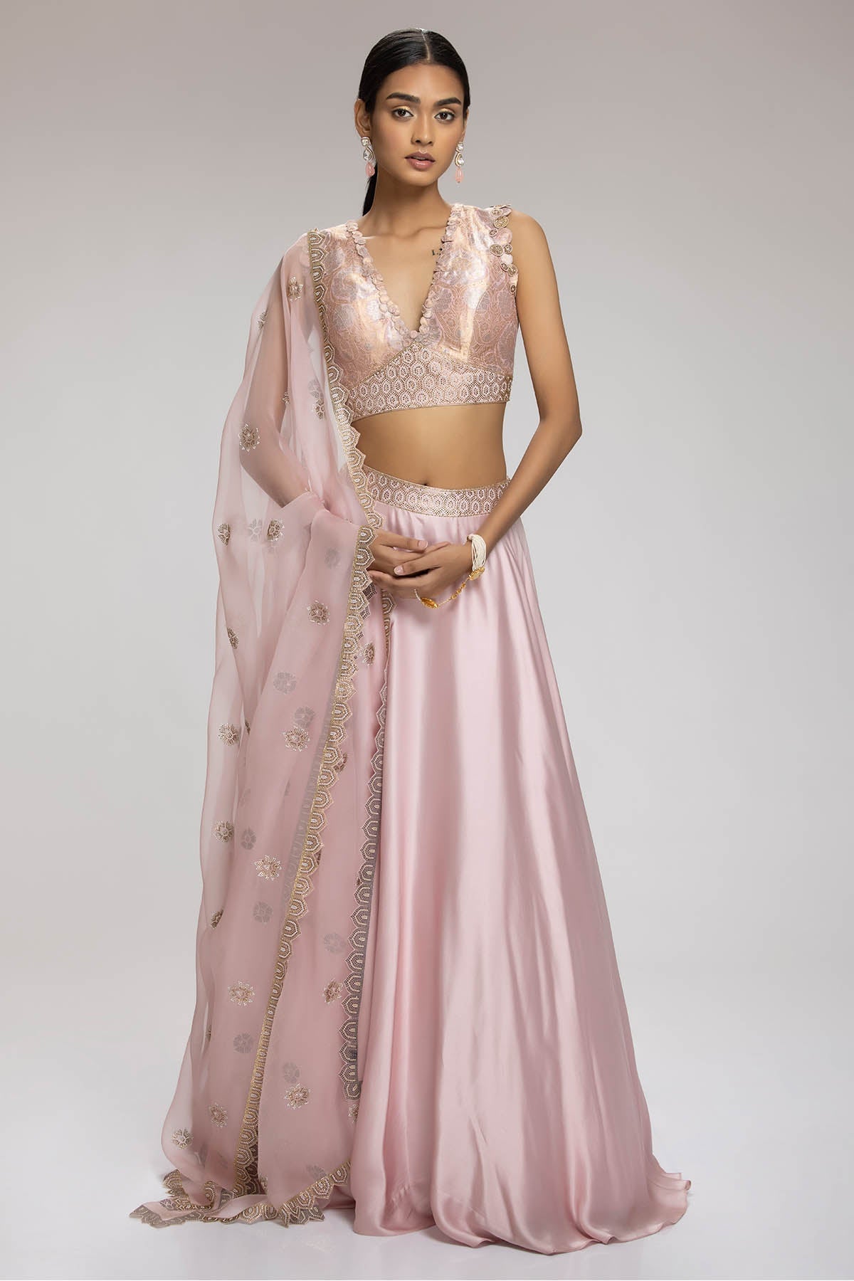 Chhaya Mehrotra Embellished Pink Lehenga Set for women online at ScrollnShops