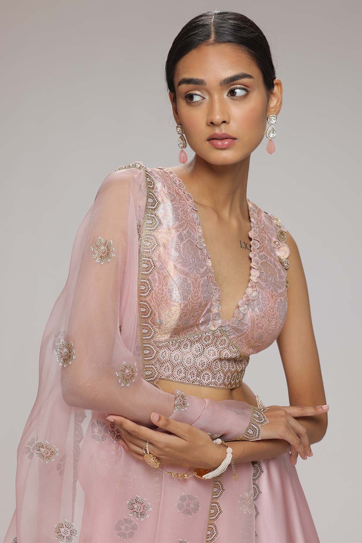 Embellished Pink Lehenga Set