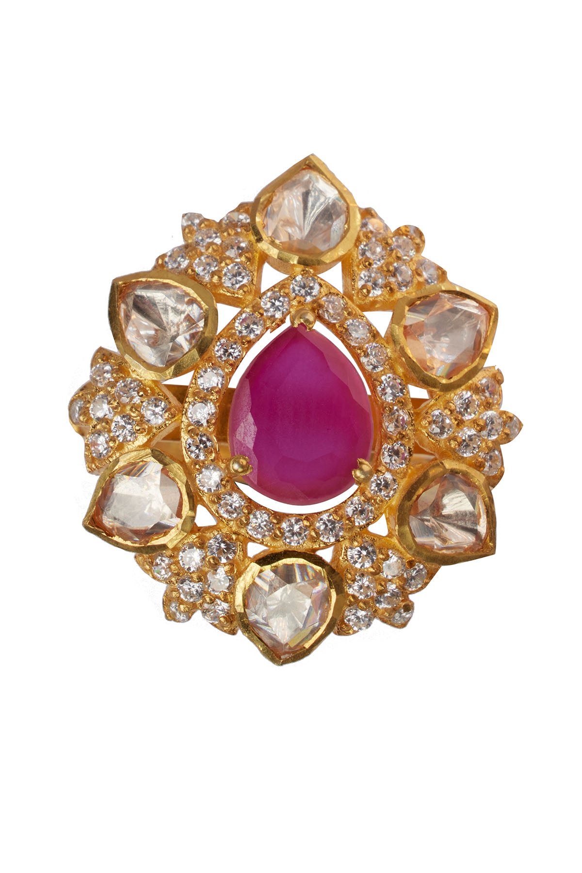 Embellished Pink Polki Ring