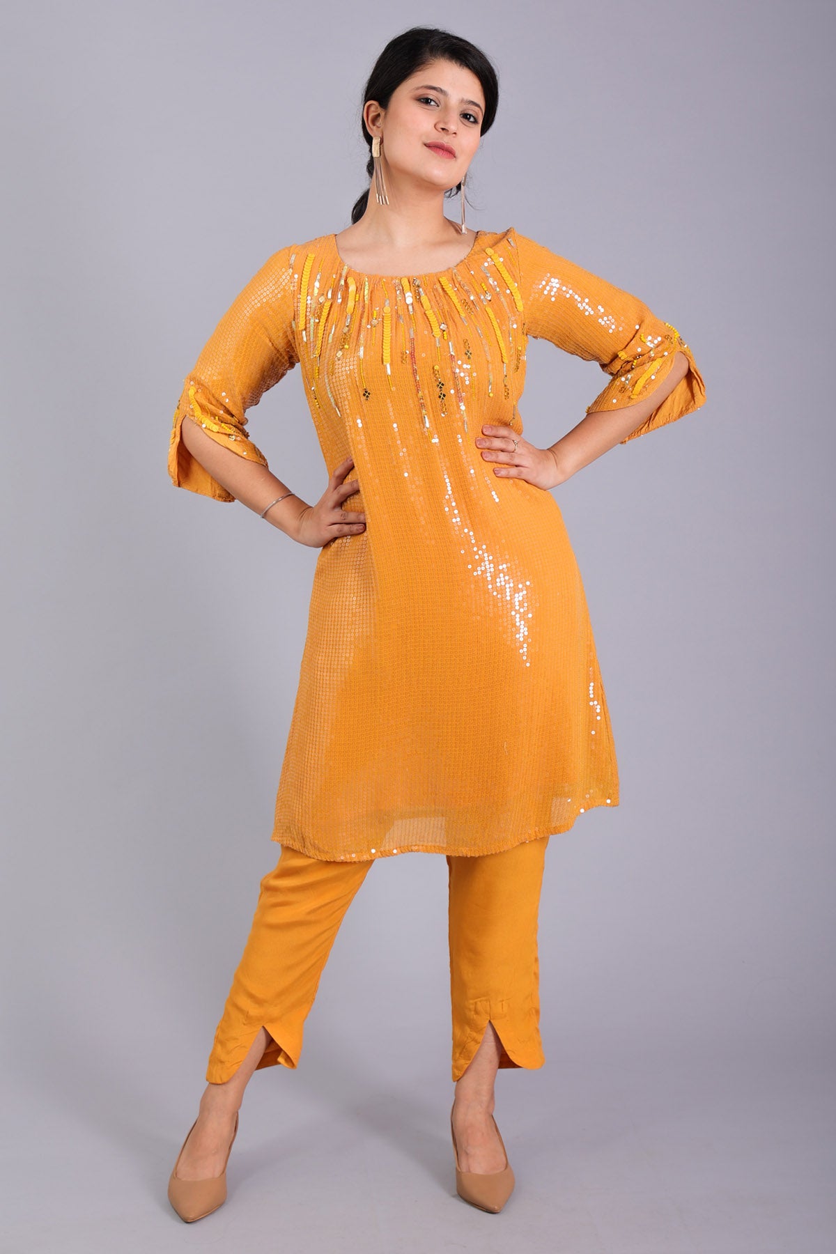Embellished Sequence Kurta Set