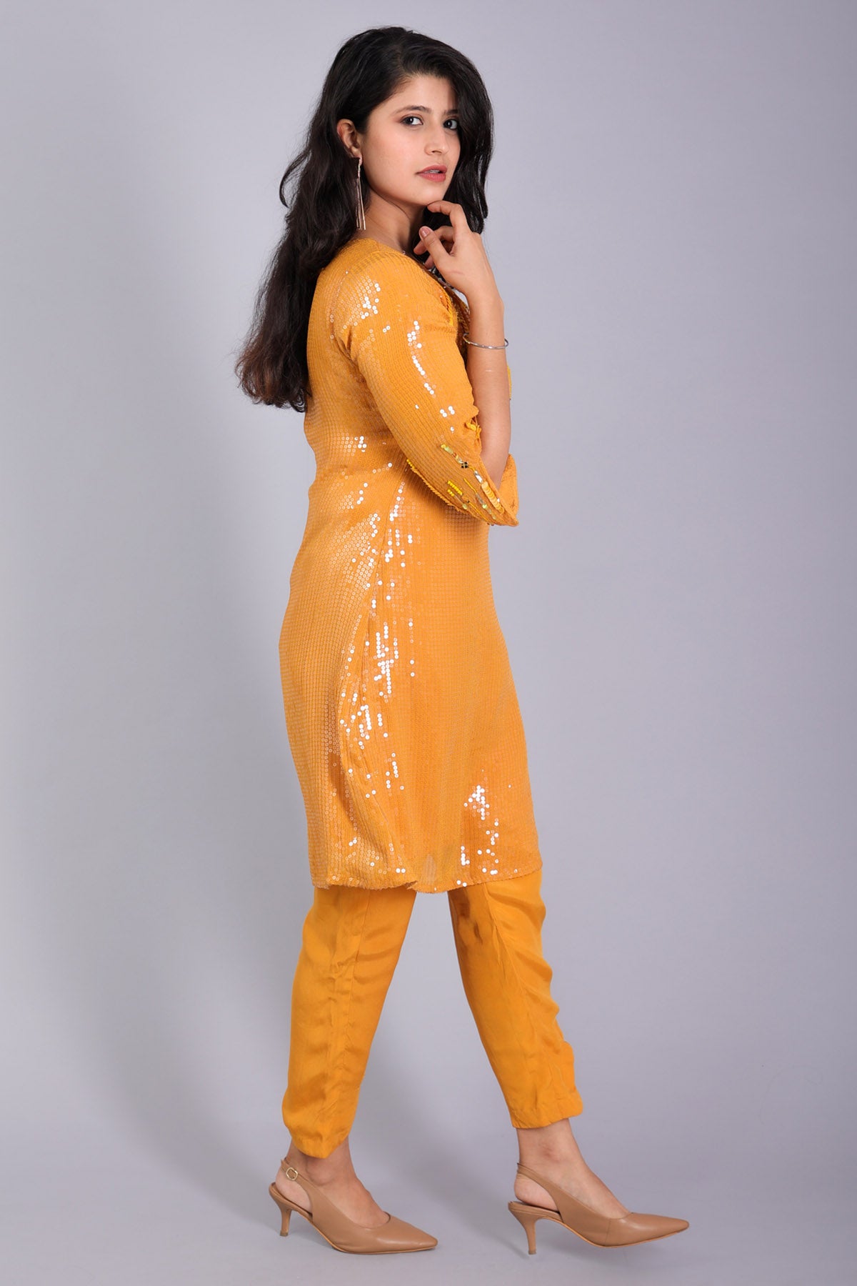 Embellished Sequence Kurta Set