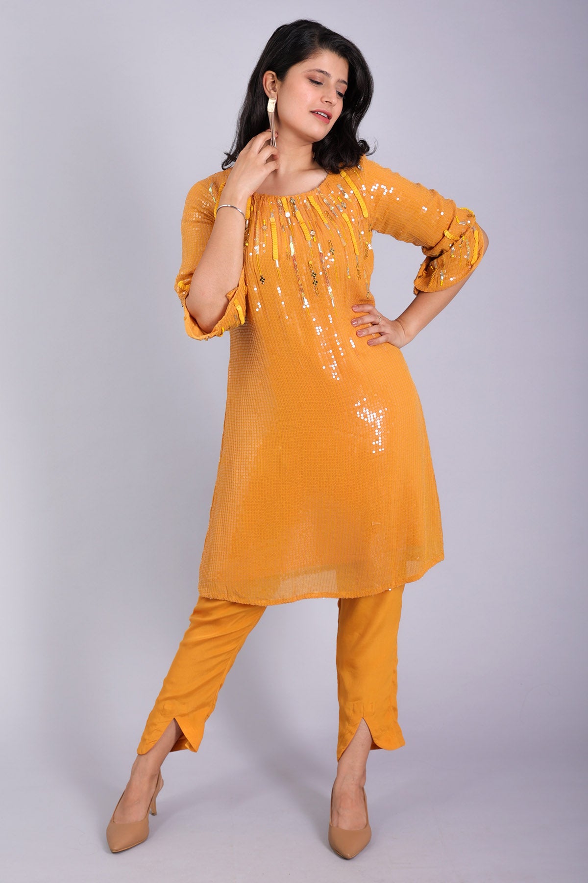 Embellished Sequence Kurta Set