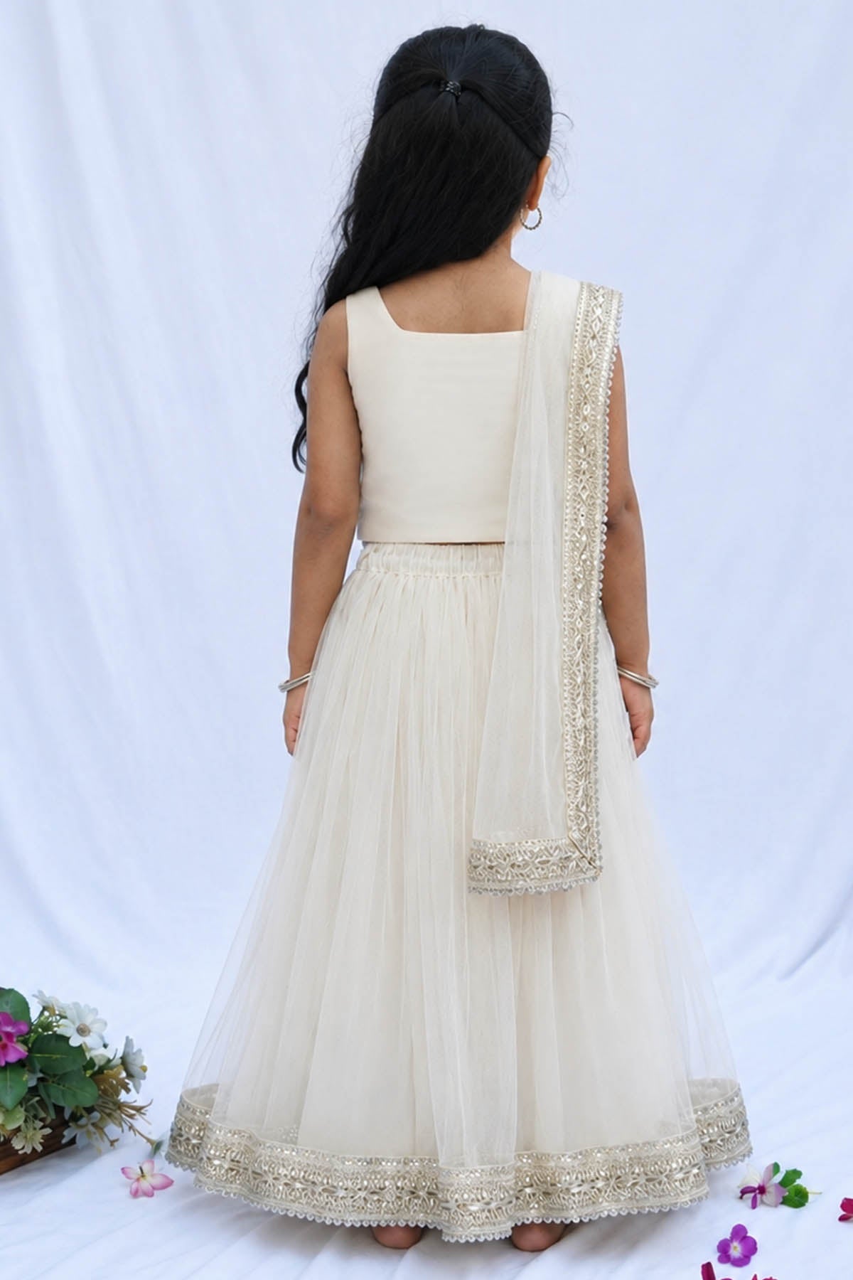 Embellished White Lehenga Set