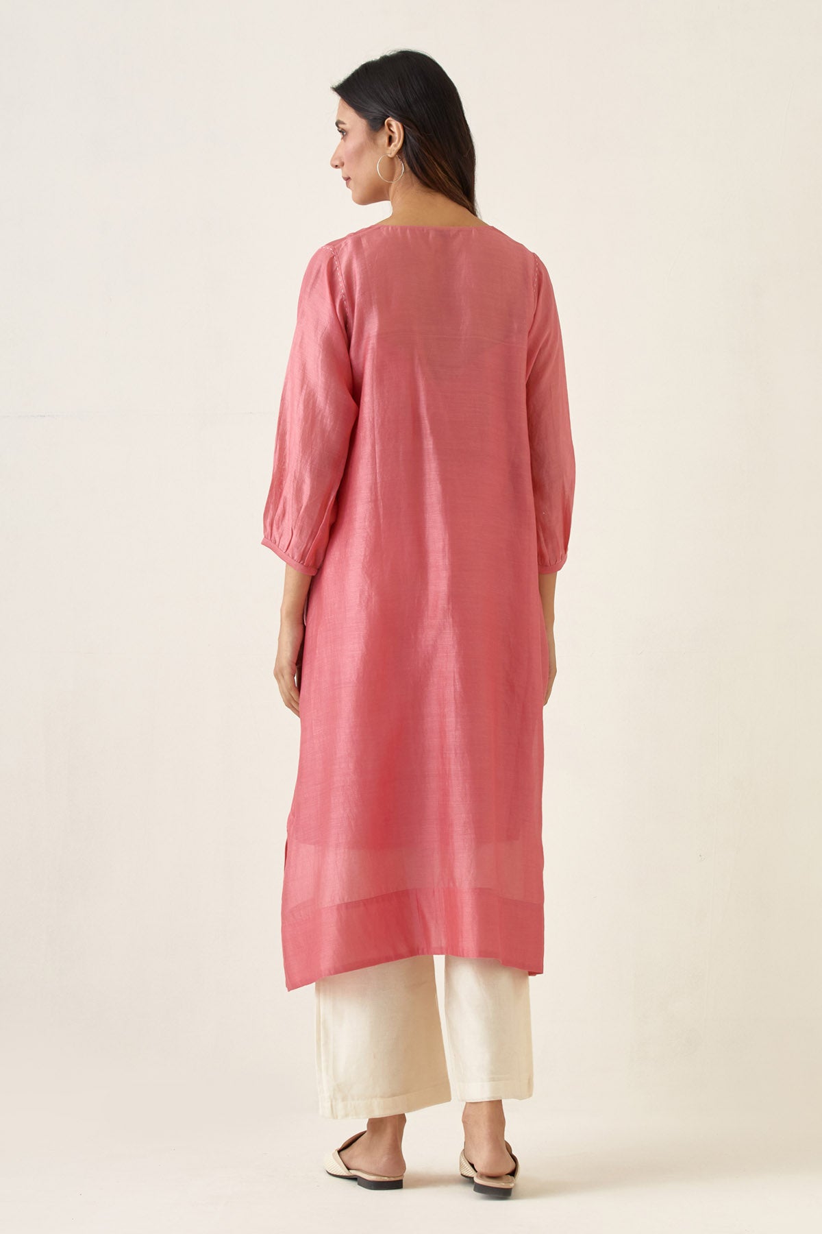 Chanderi Rose Pink Kurta Set