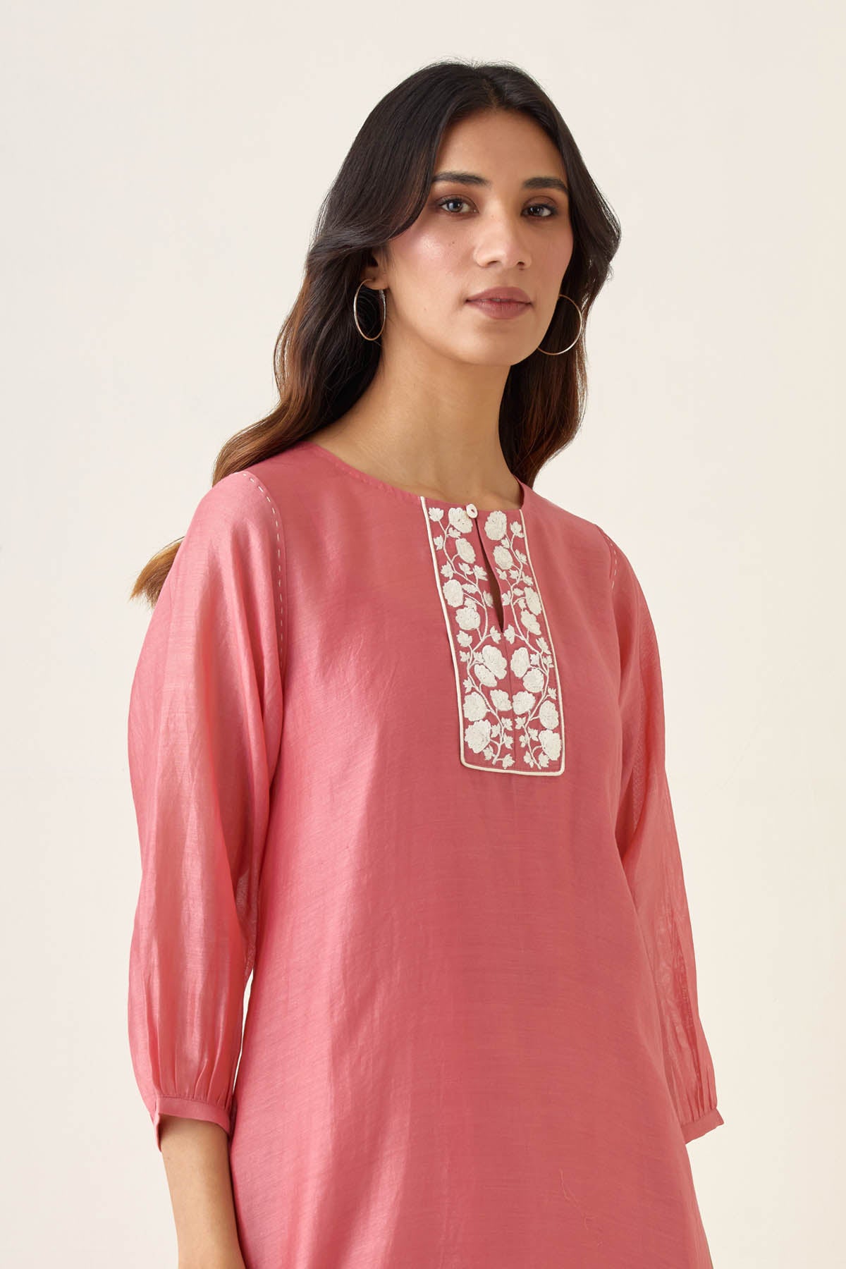 Chanderi Rose Pink Kurta Set